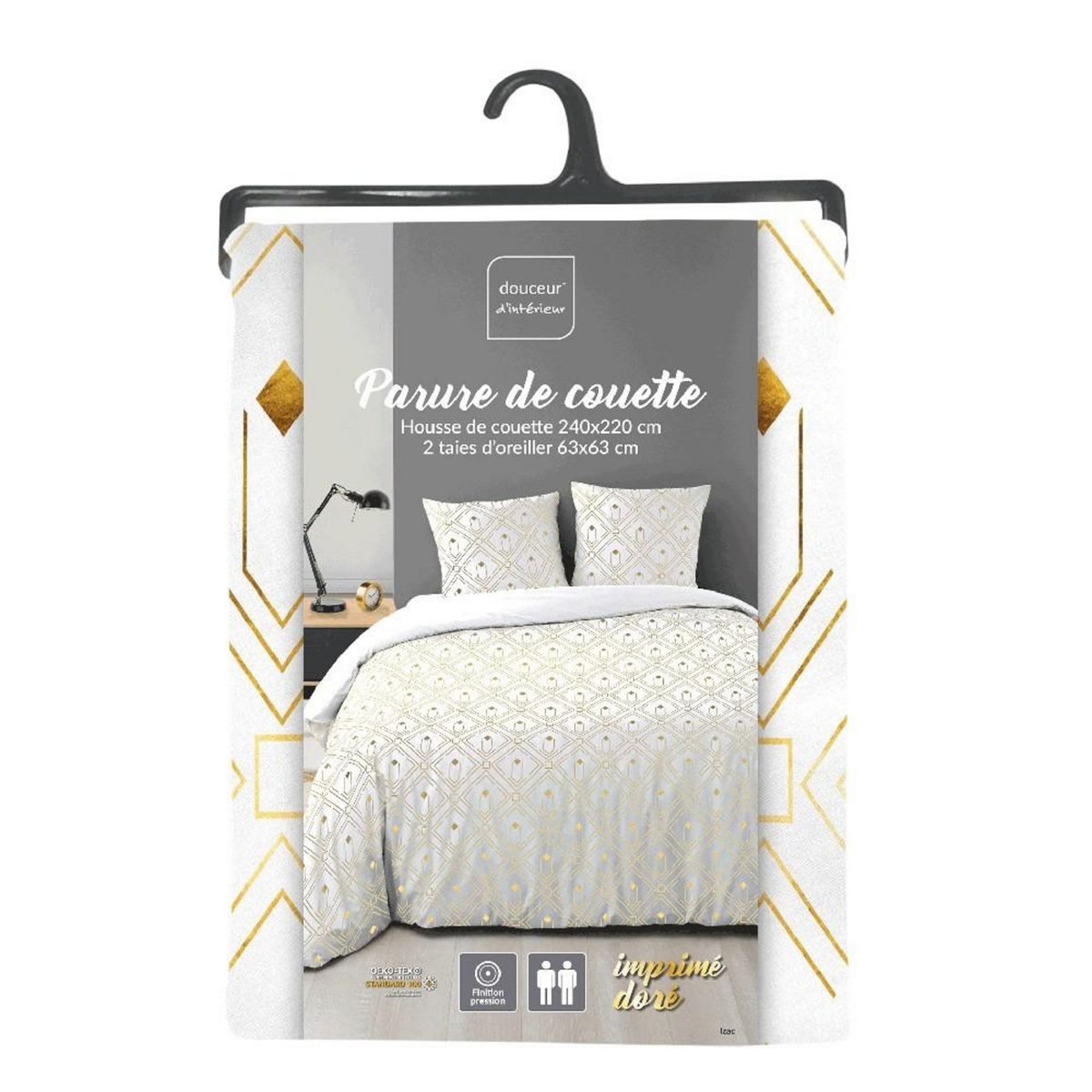 Douceur d'Intérieur Housse de couette 240x220 + 2 taies Izac microfibre
