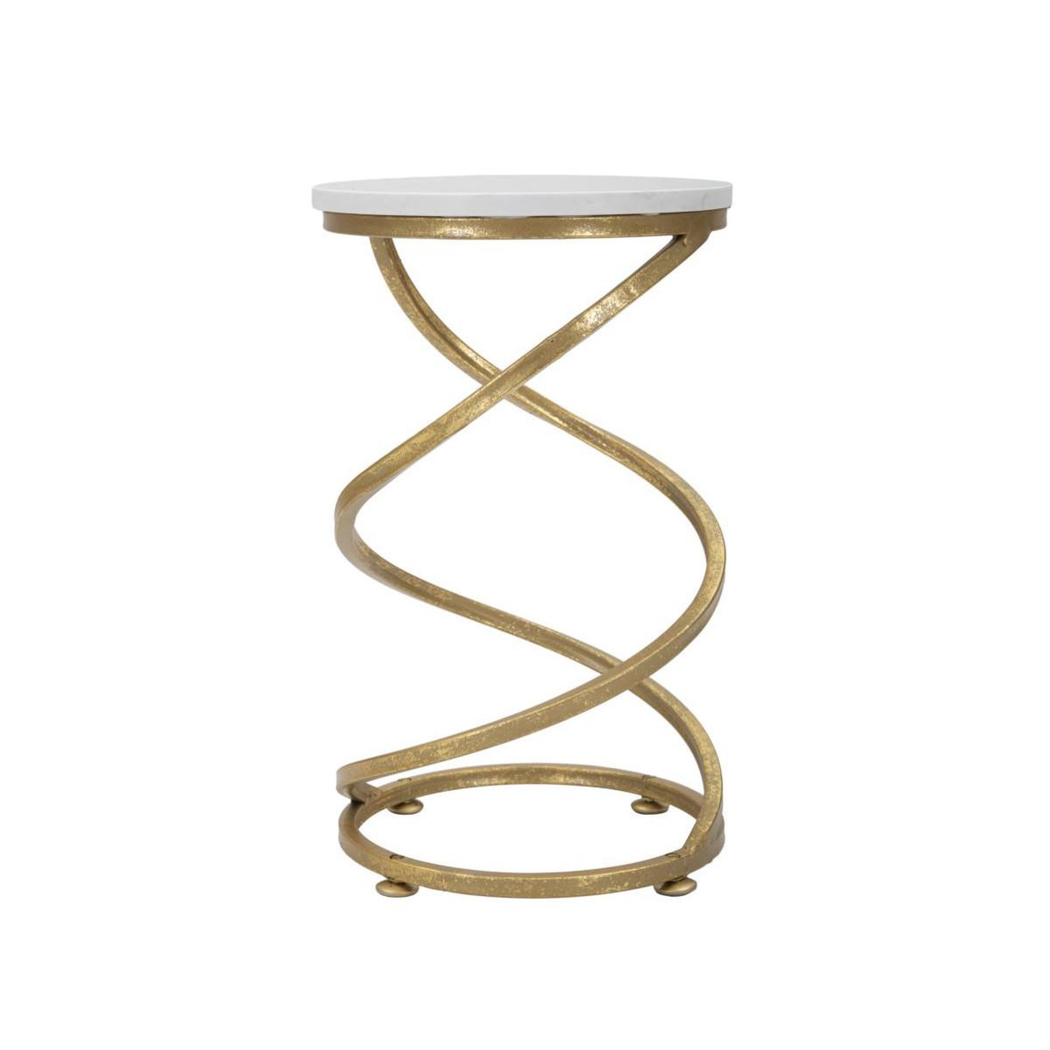 Paris Prix Table d'appoint en marbre  spirale  47cm blanc & or