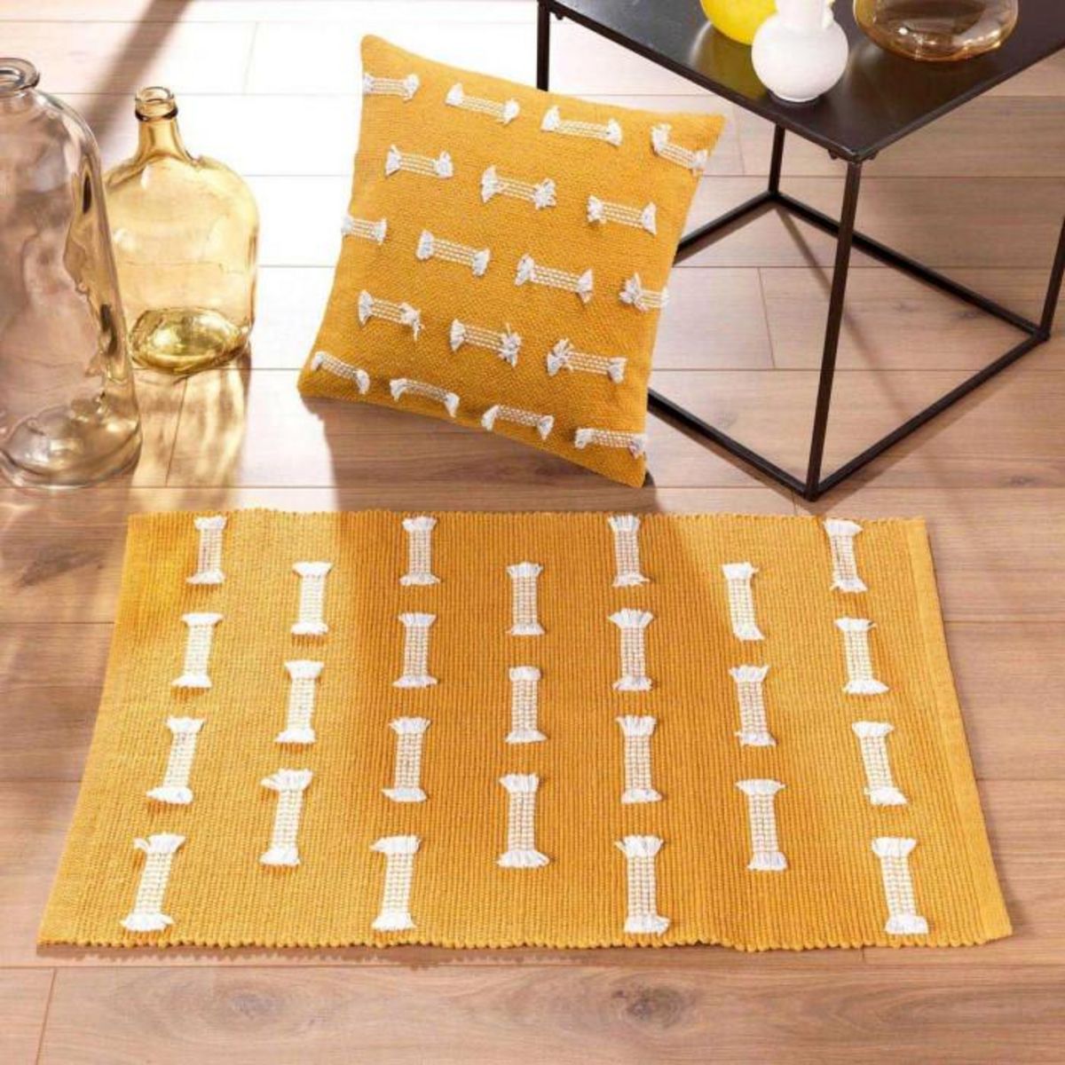 Paris Prix Tapis Déco Tissé  Juline  50x80cm Jaune