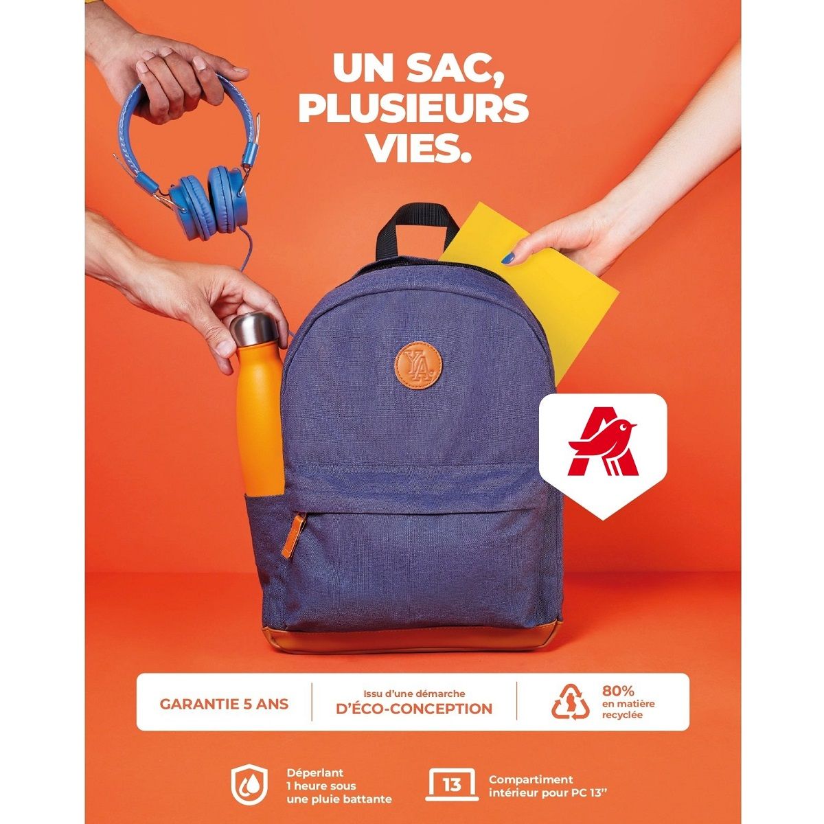 YOUNG'S ATTITUDE Sac à dos bleu Eco Conçu avec poche pour ordinateur