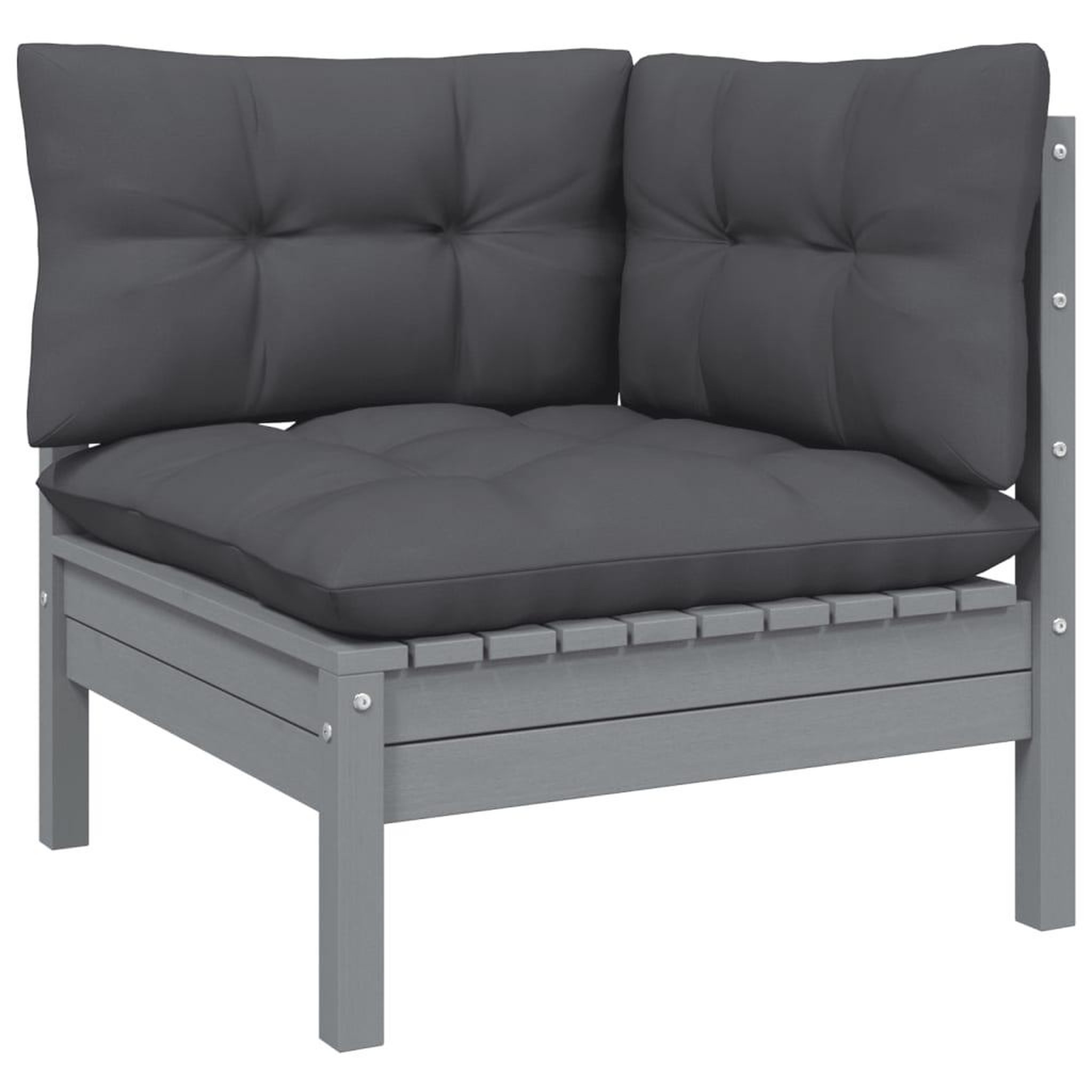 Voir la diapositive 3 : VIDAXL Salon de jardin 13 pcs avec coussins Gris Bois de pin solide