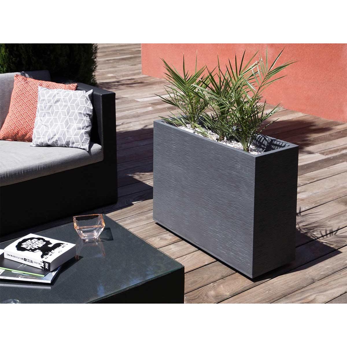 Eda Jardinière rectangulaire Graphit - 78,5 x 29,5 x 60 cm - 46 L - Gris anthracite - Eda