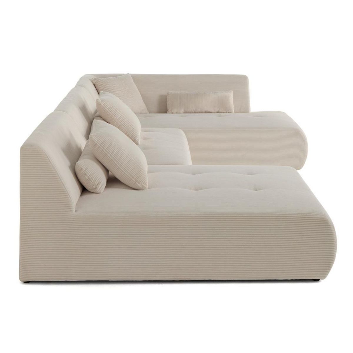 LISA DESIGN Onyx - canapé panoramique d'angle droit 7 places - en velours côtelé