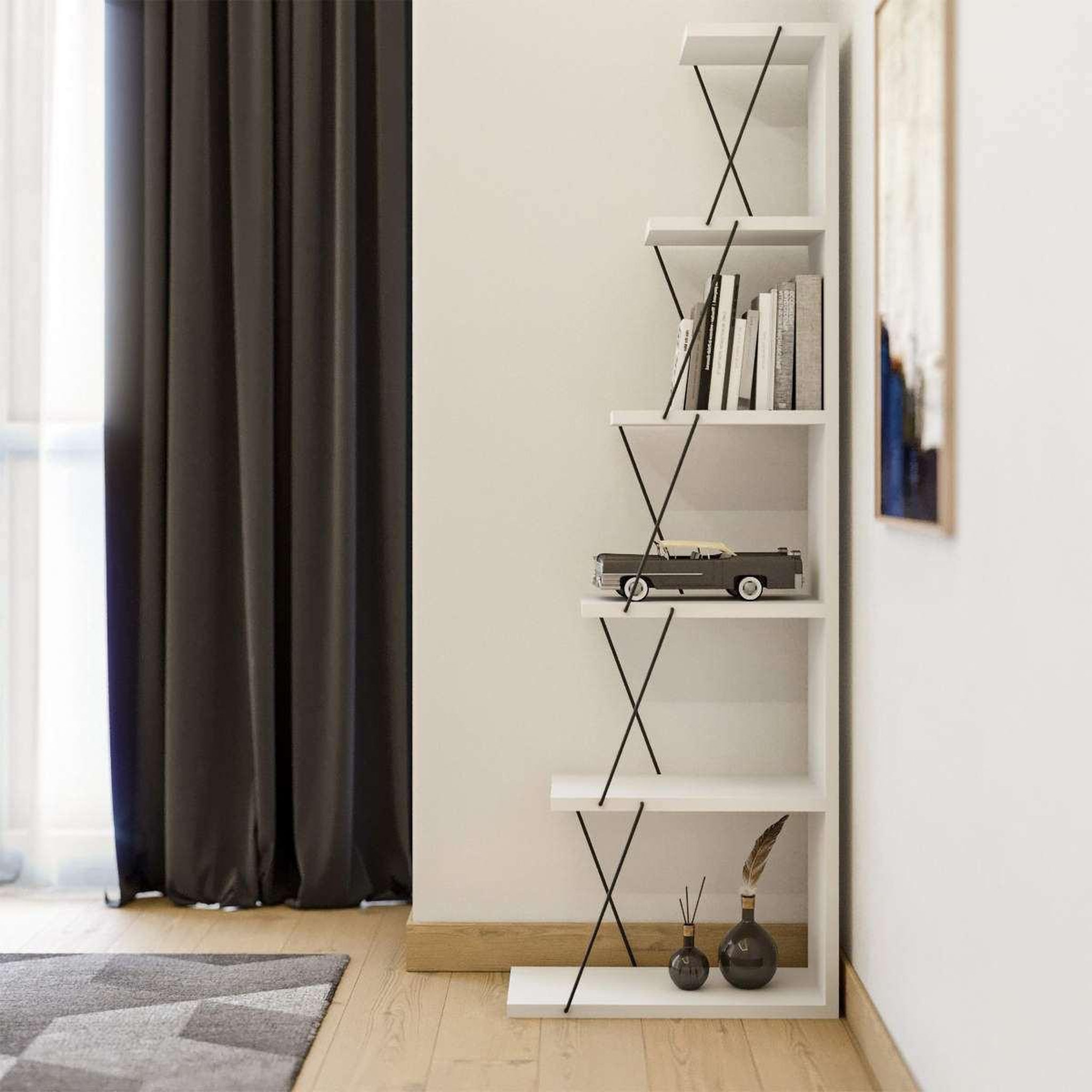 Voir la diapositive 3 : Habitat et Jardin Bibliothèque en bois  ayder  - 50 x 22 x 150 cm - blanc