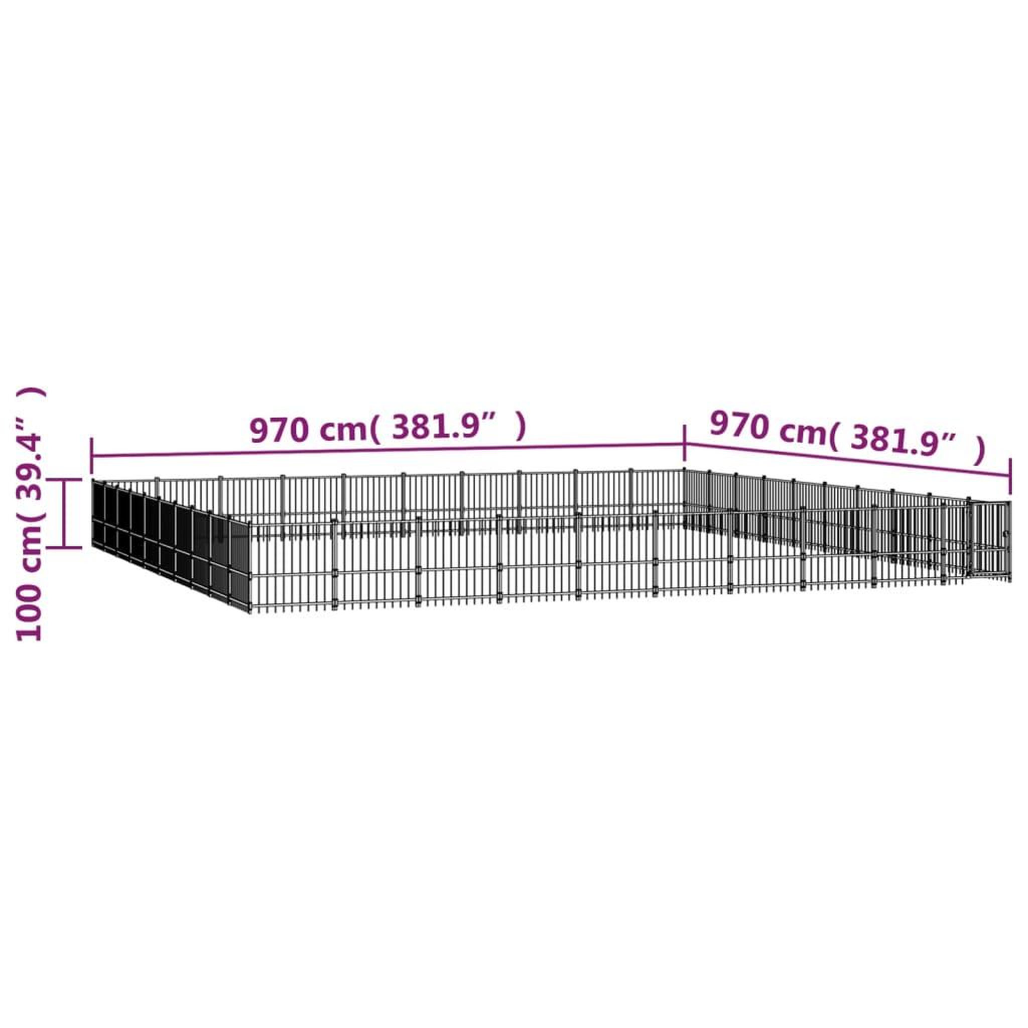 Voir la diapositive 6 : VIDAXL Chenil d'exterieur pour chiens Acier 94,09 m²
