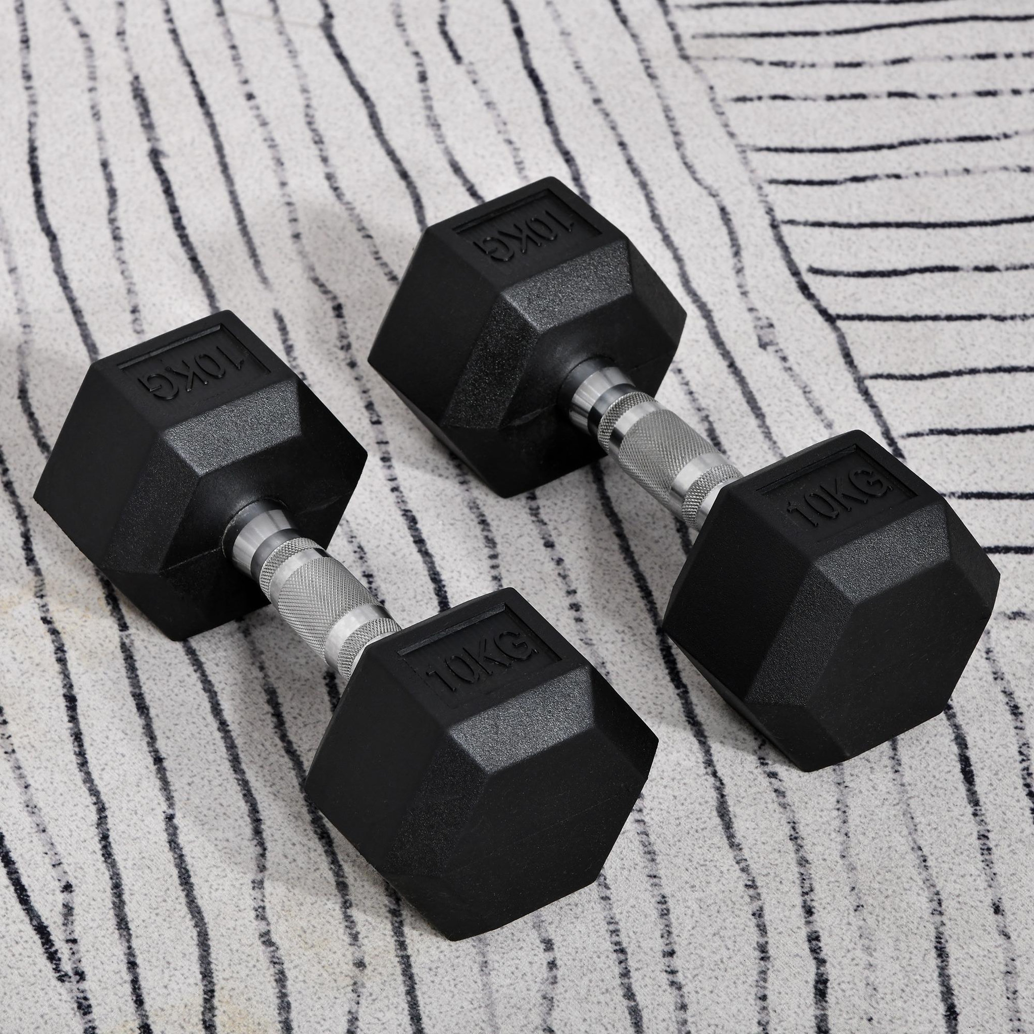 Voir la diapositive 2 : HOMCOM Ensemble d'haltères courtes total 20 kg - entraînement musculaire & haltérophilie - acier caoutchouc noir