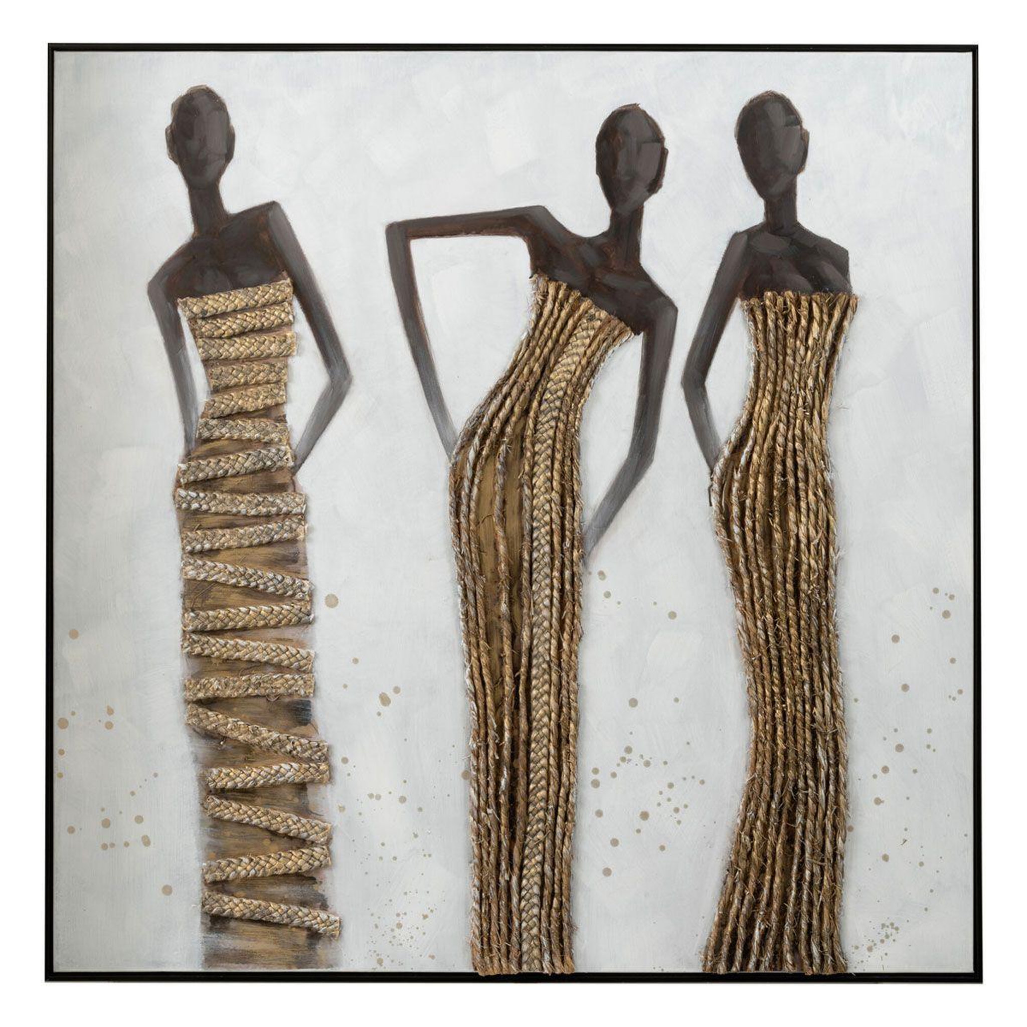 J-LINE Tableau peinture déco  3 femmes africaines  120cm multicolore