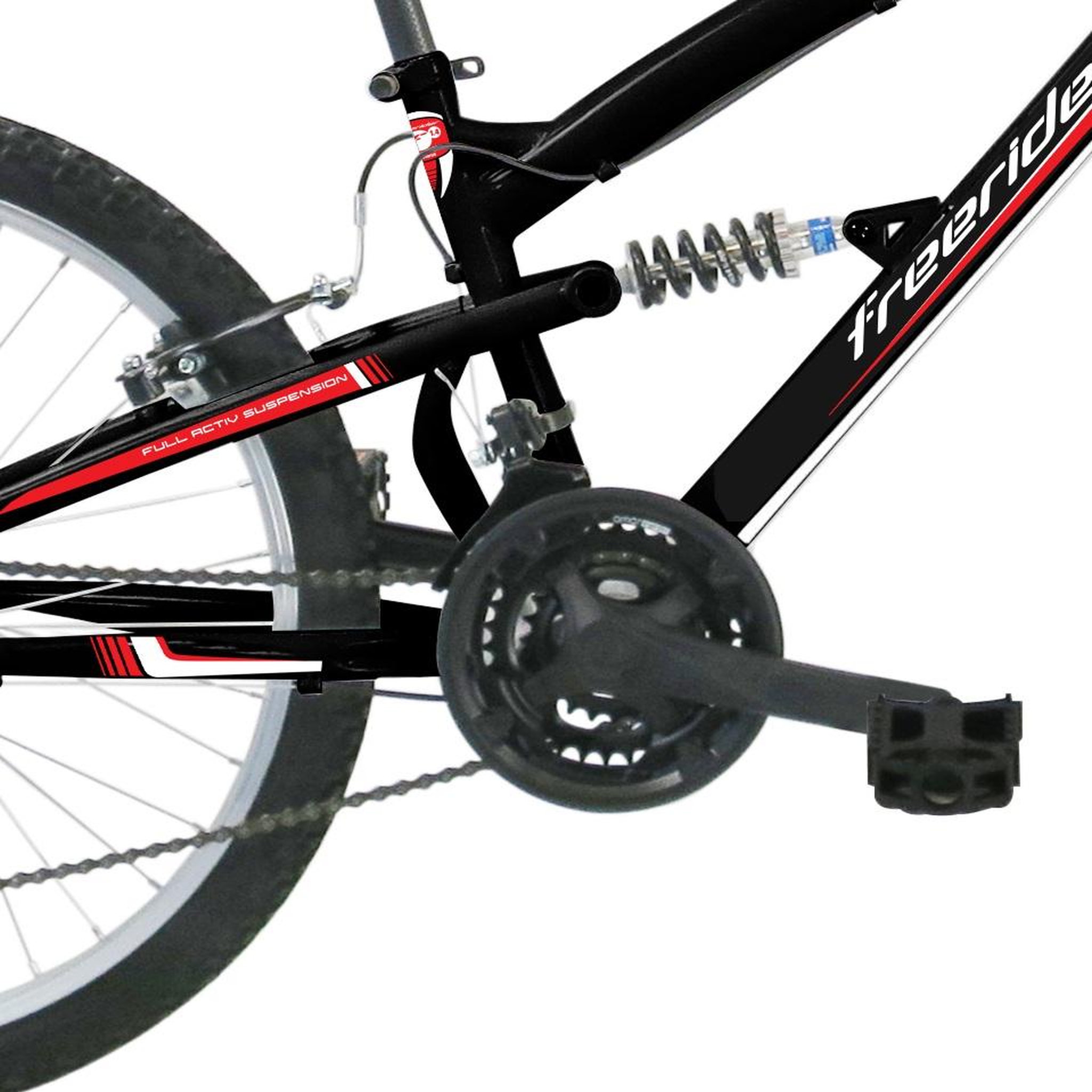 Voir la diapositive 5 : FREERIDER Vélo VTT 24'' Tout Suspendu   Freerider   Mixte pour enfant de taille à partir de 140 cm  - 18 Vitesses Indexées - Fourche télescopique - Dérailleur Shimano - Freins V-Brake et Jantes en aluminium