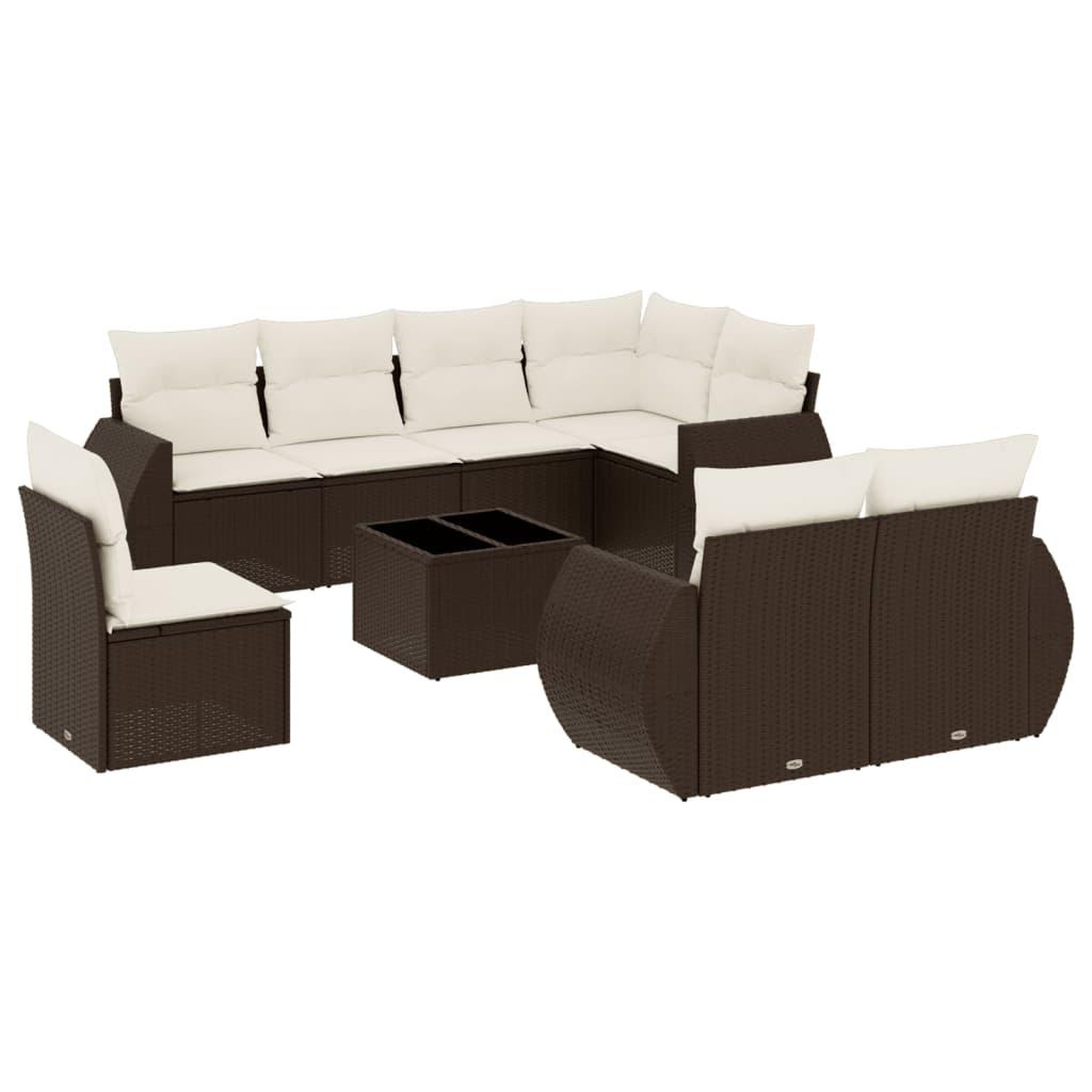 Voir la diapositive 2 : VIDAXL Salon de jardin avec coussins 9 pcs marron resine tressee