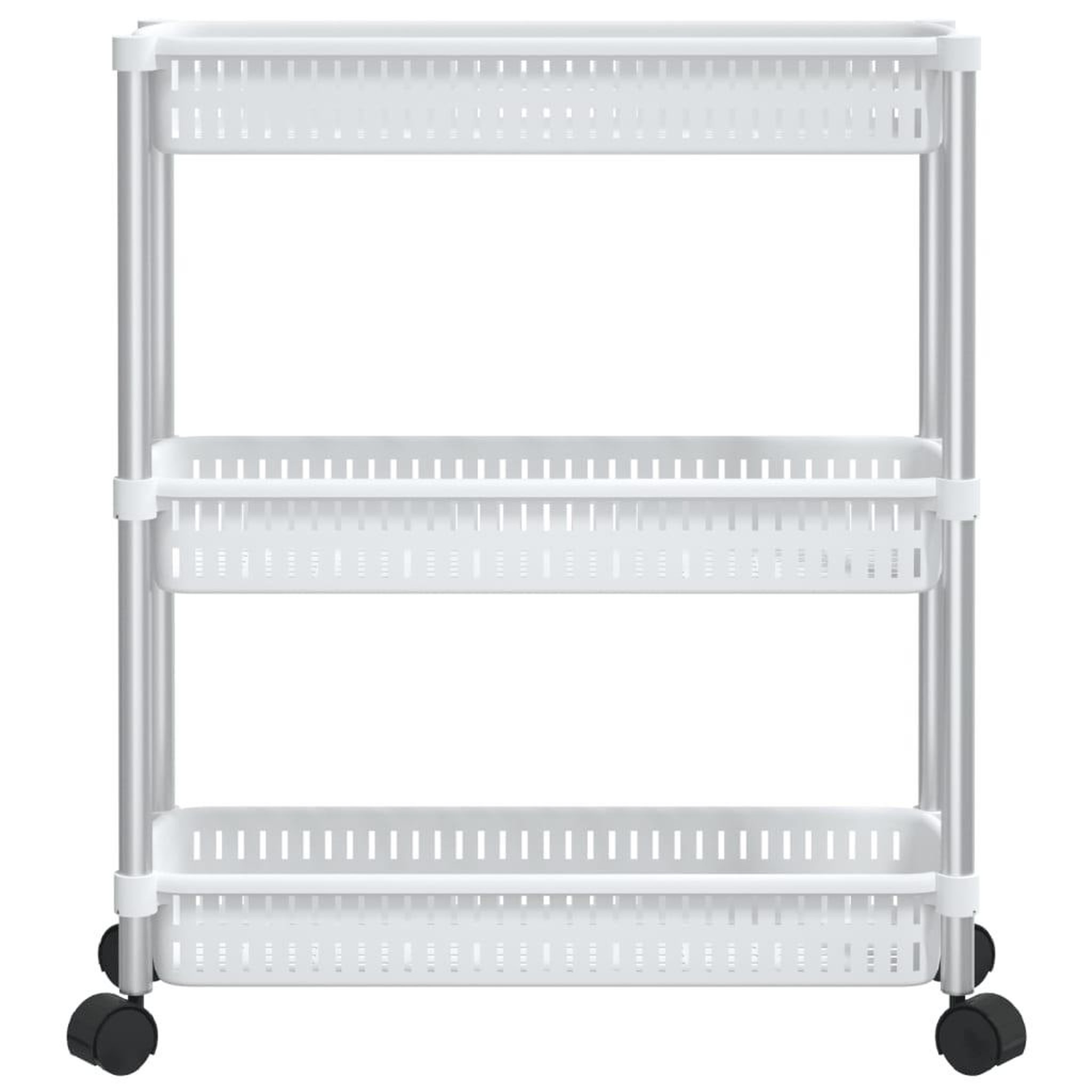 Voir la diapositive 3 : VIDAXL Chariot de rangement a 3 niveaux Argente et blanc Aluminium