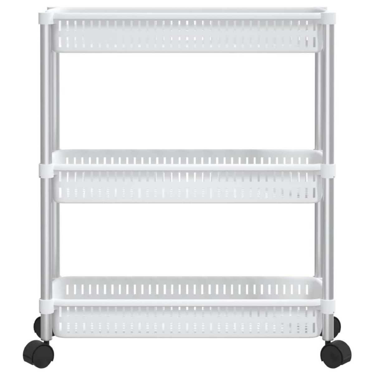 VIDAXL Chariot de rangement a 3 niveaux Argente et blanc Aluminium