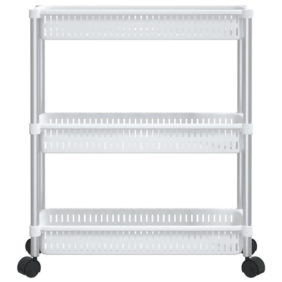 VIDAXL Chariot de rangement a 3 niveaux Argente et blanc Aluminium