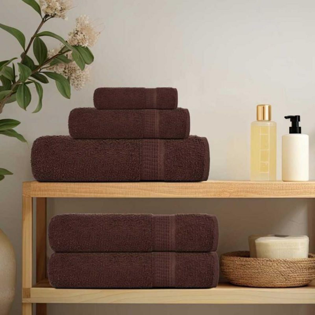 VIDAXL Serviettes de douche 4 pcs marron 70x140 cm 360 g m² 100% coton