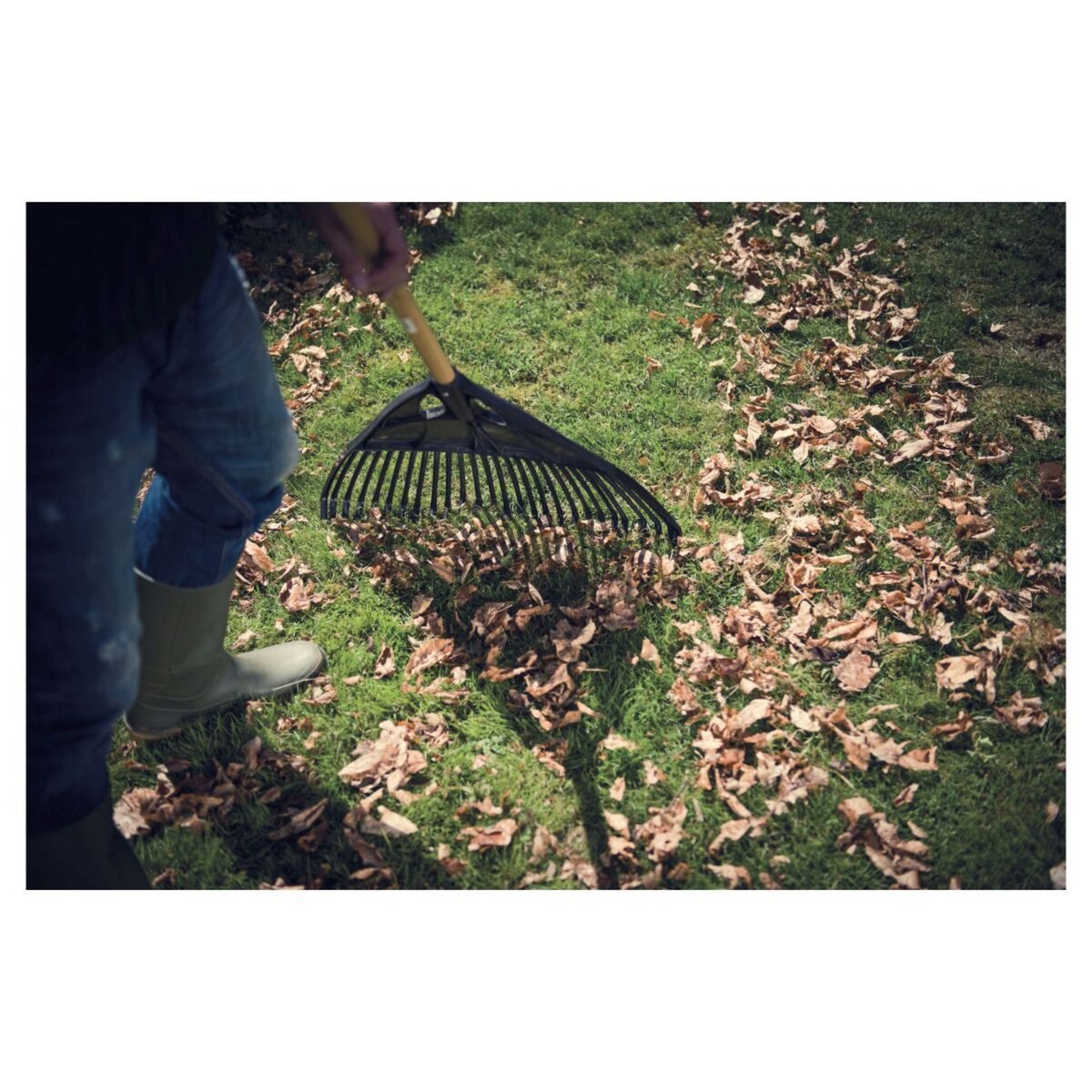 Balai à gazon extra large avec manche en bois