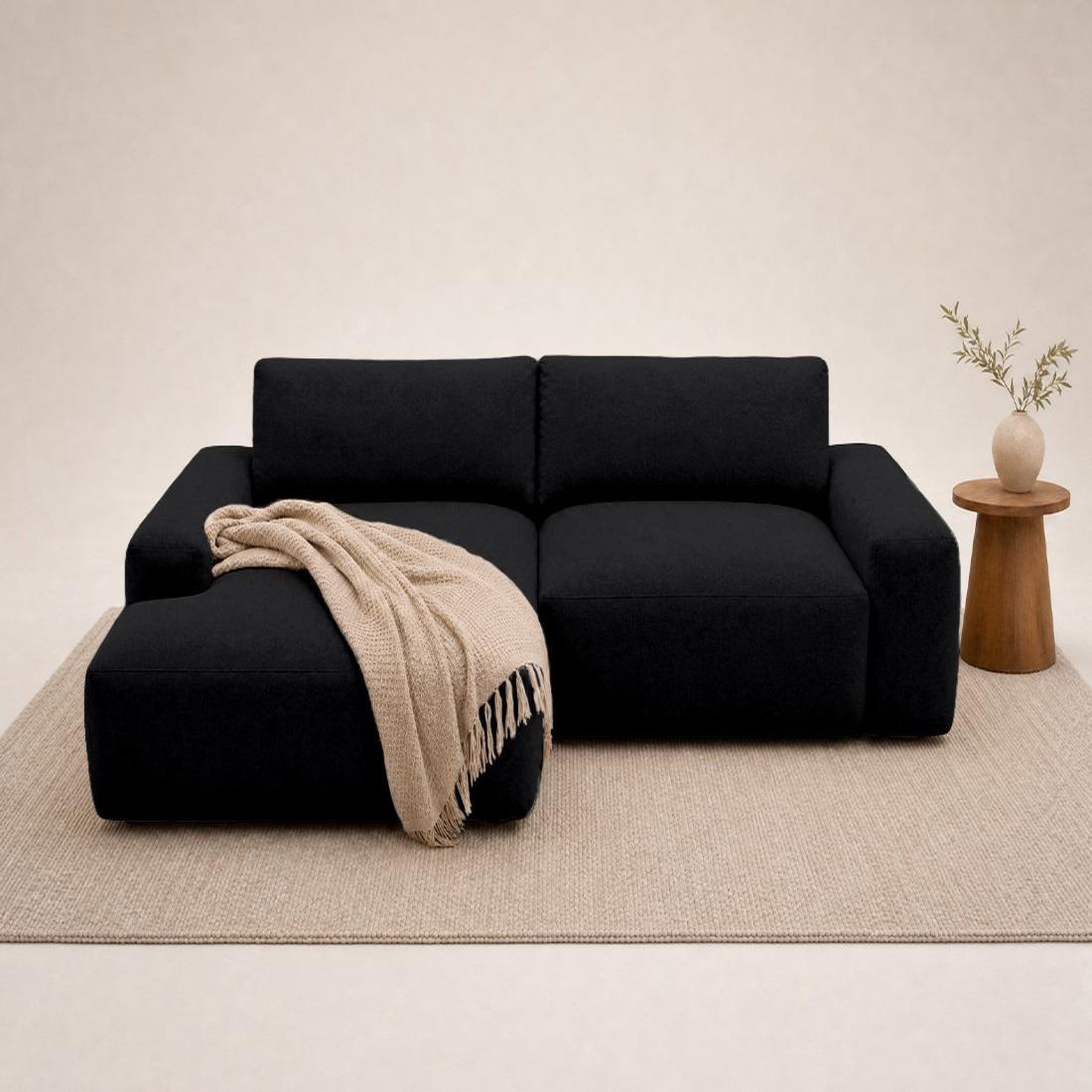 Voir la diapositive 2 : BEST MOBILIER Tama - canapé d'angle gauche 4 places convertible avec coffre en tissu
