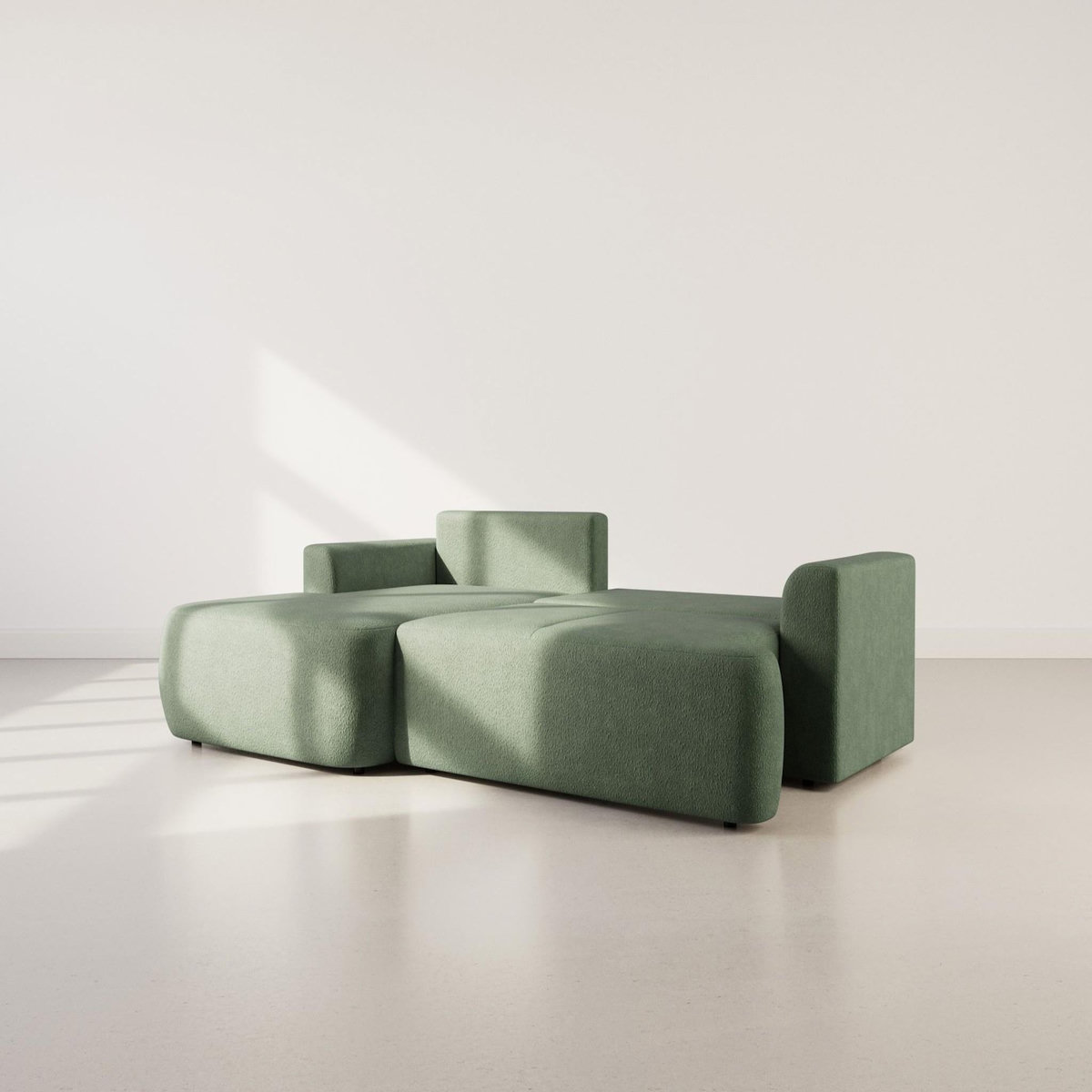 BEST MOBILIER Candela - canapé d'angle gauche 4 places - convertible avec coffre - en tissu bouclette