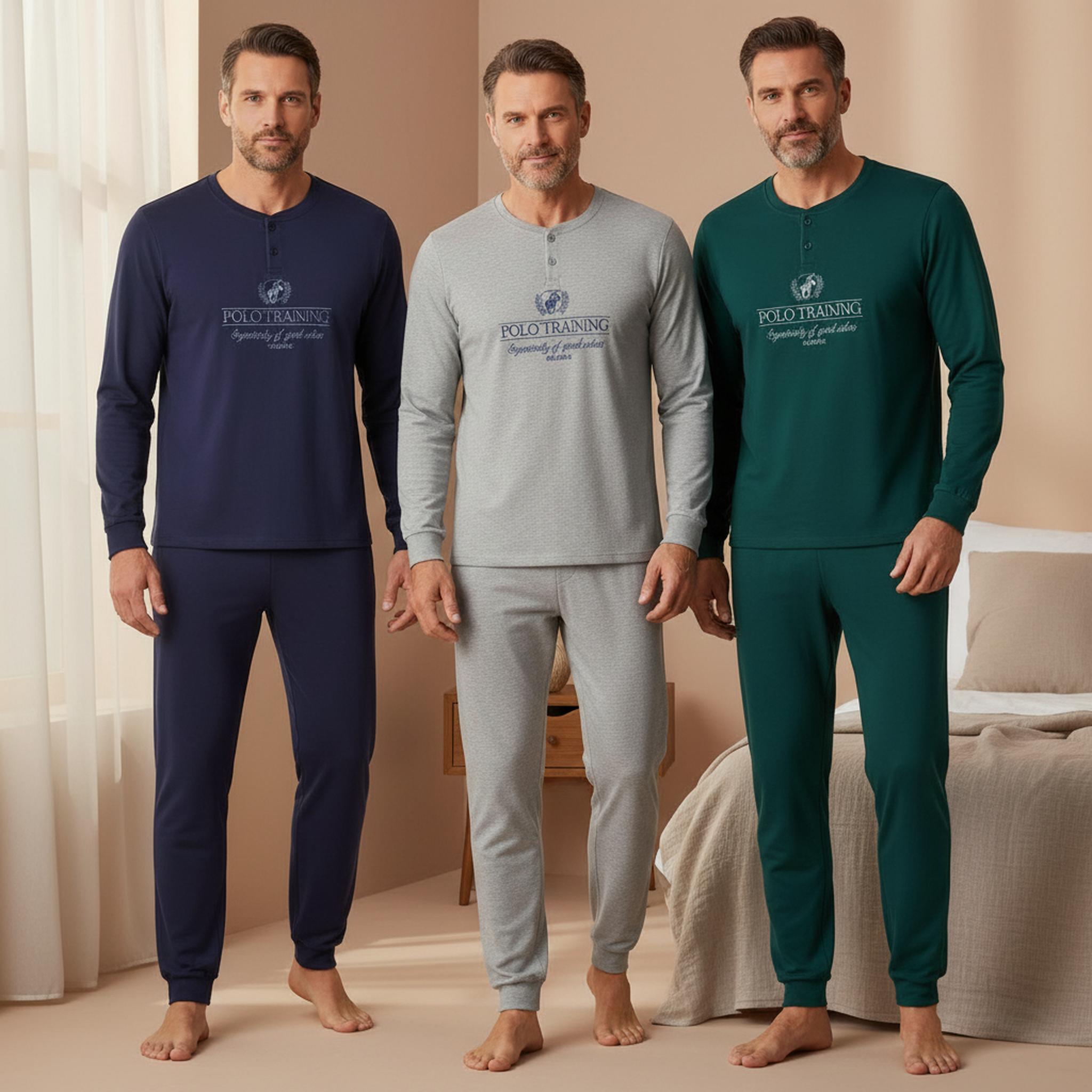 Voir la diapositive 2 : OZABI Ozabi ensemble pyjama homme doublé polaire pack de 3 coloris assortis