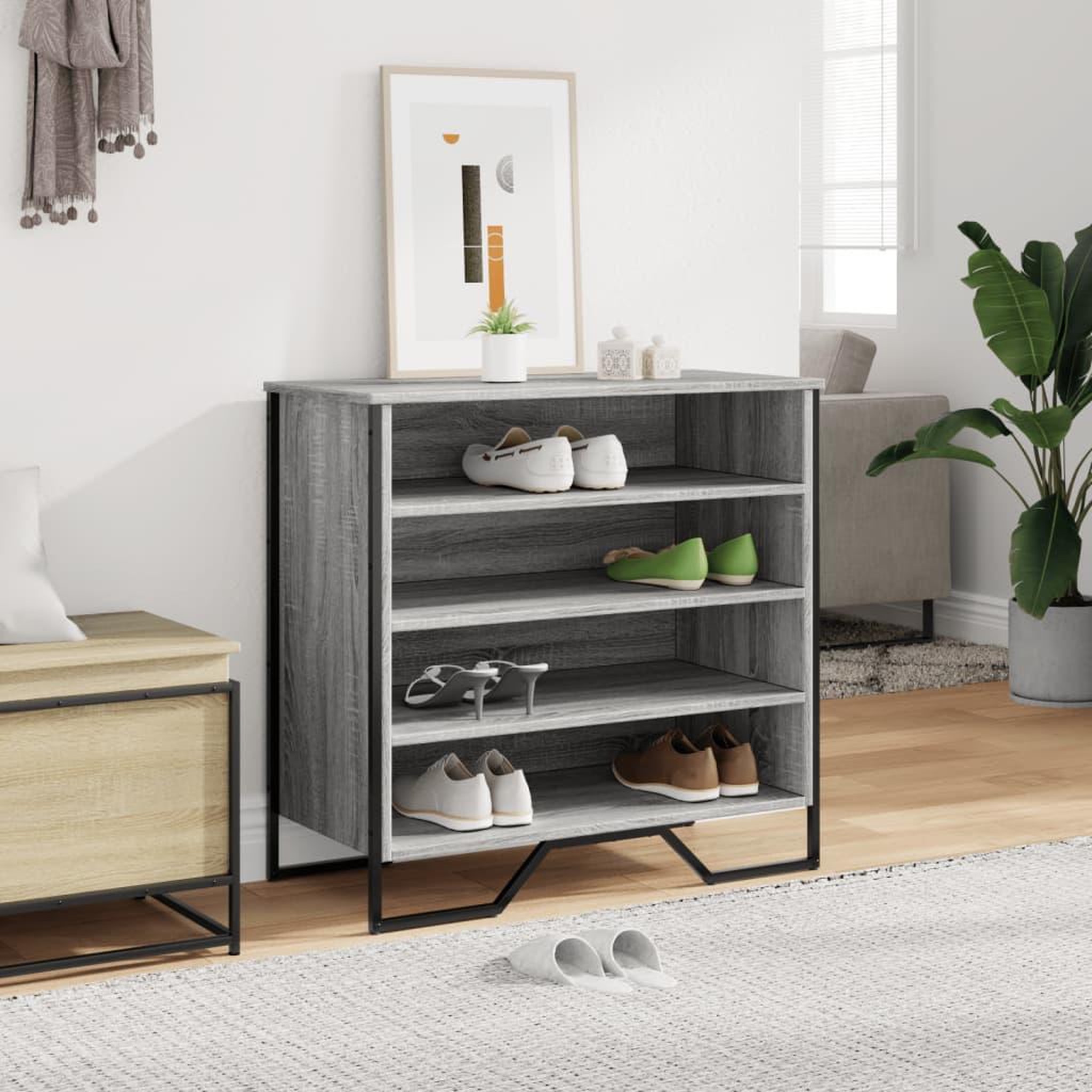 Voir la diapositive 3 : VIDAXL Armoire a chaussures sonoma gris 80x38x78 cm bois d'ingenierie
