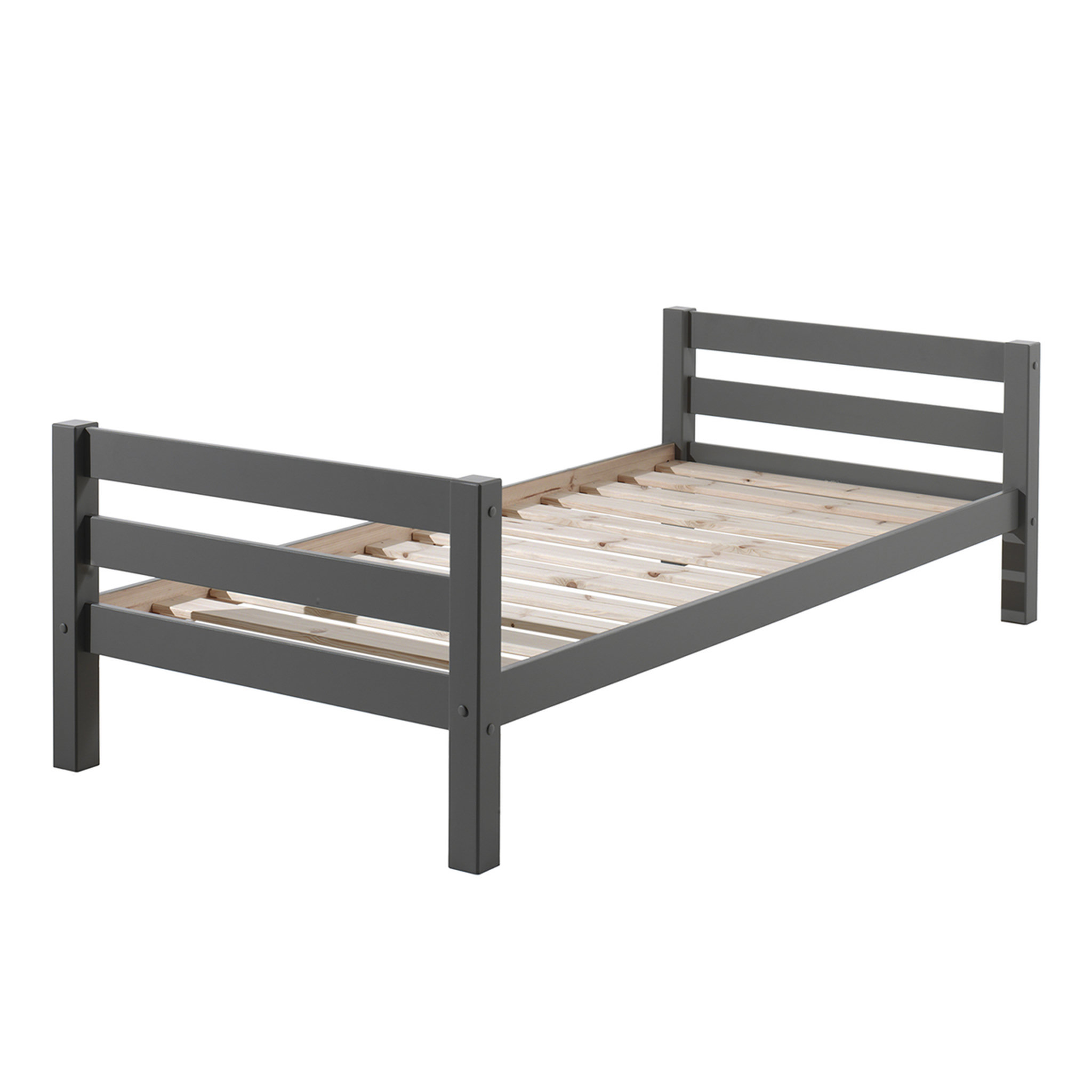 Voir la diapositive 3 : Vipack Lit 90x200 Sommier Inclus Pino - Gris