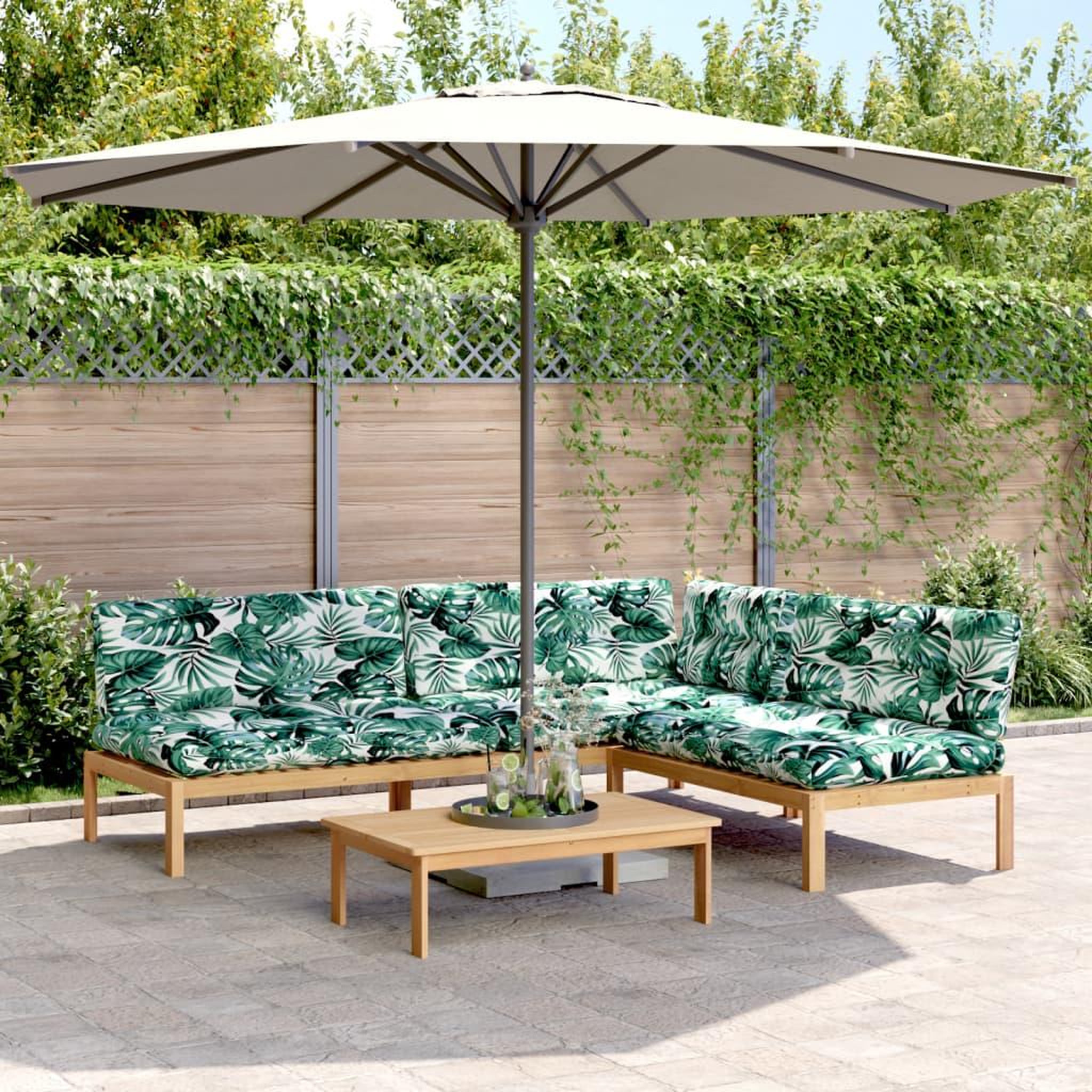 VIDAXL Salon palette de jardin avec coussins 4pcs bois d'acacia massif