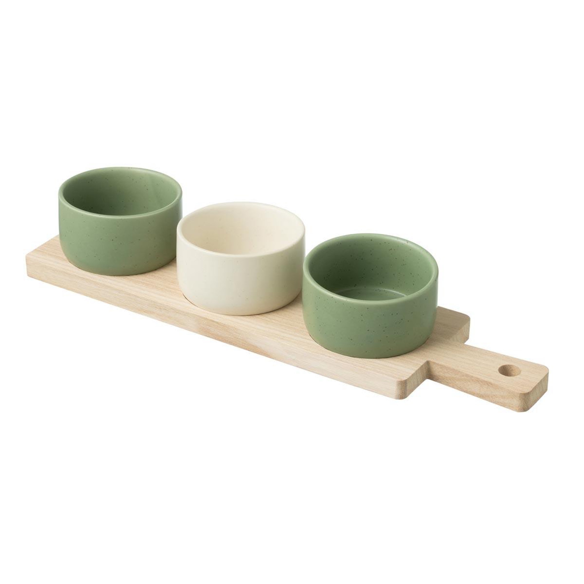 J-LINE Service Apéritif 4 Pièces  Avery  39cm Vert & Blanc