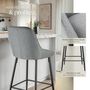 Voir la diapositive 4 : tectake Chaise de bar rembourrée avec une housse douce Tissu gris/noir Ensemble de 6 pièces