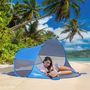 Voir la diapositive 2 : OUTSUNNY Abri de plage tente de plage pliable pop-up automatique instantané protection UV fenêtre arrière grand tapis de sol bleu ciel