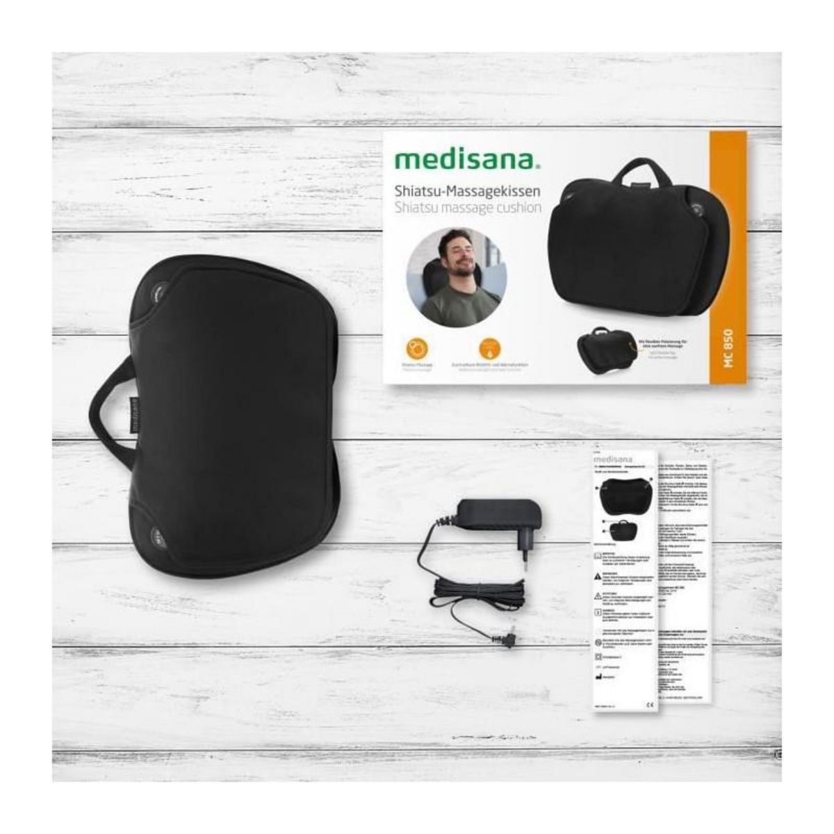 Medisana MEDISANA MC 850 - Coussin de massage Shiatsu epaules, dos, jambes et cou - 2 vitesses - Fonction chaleur - Rembourrage flexible