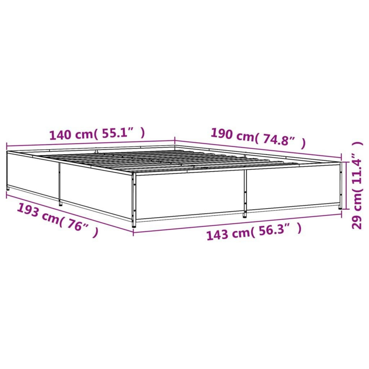 VIDAXL Cadre de lit sans matelas chene marron 140x190 cm