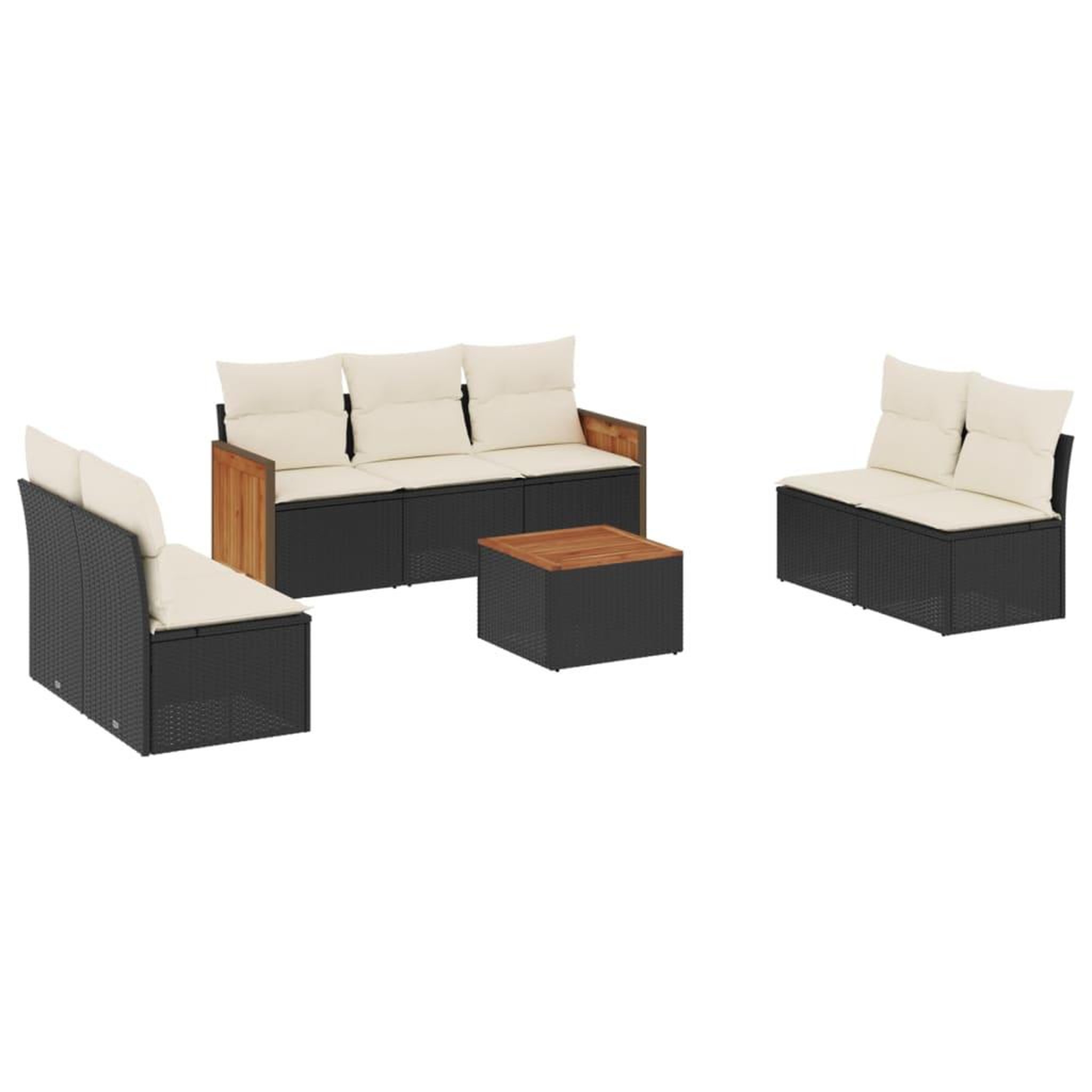 Voir la diapositive 2 : VIDAXL Salon de jardin 8 pcs avec coussins noir resine tressee
