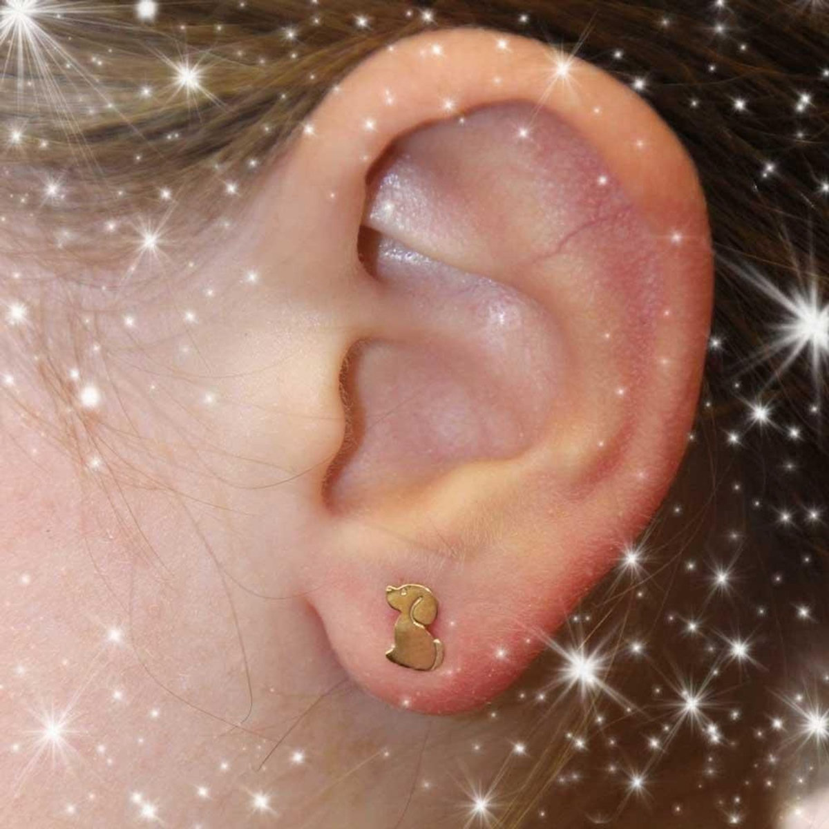 L'ATELIER D'AZUR Boucles d'Oreilles Chiens - Or Jaune - Enfant