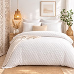 Les Ateliers du Linge Parure housse de couette tufté microfibre - Marla. Coloris disponibles : Blanc