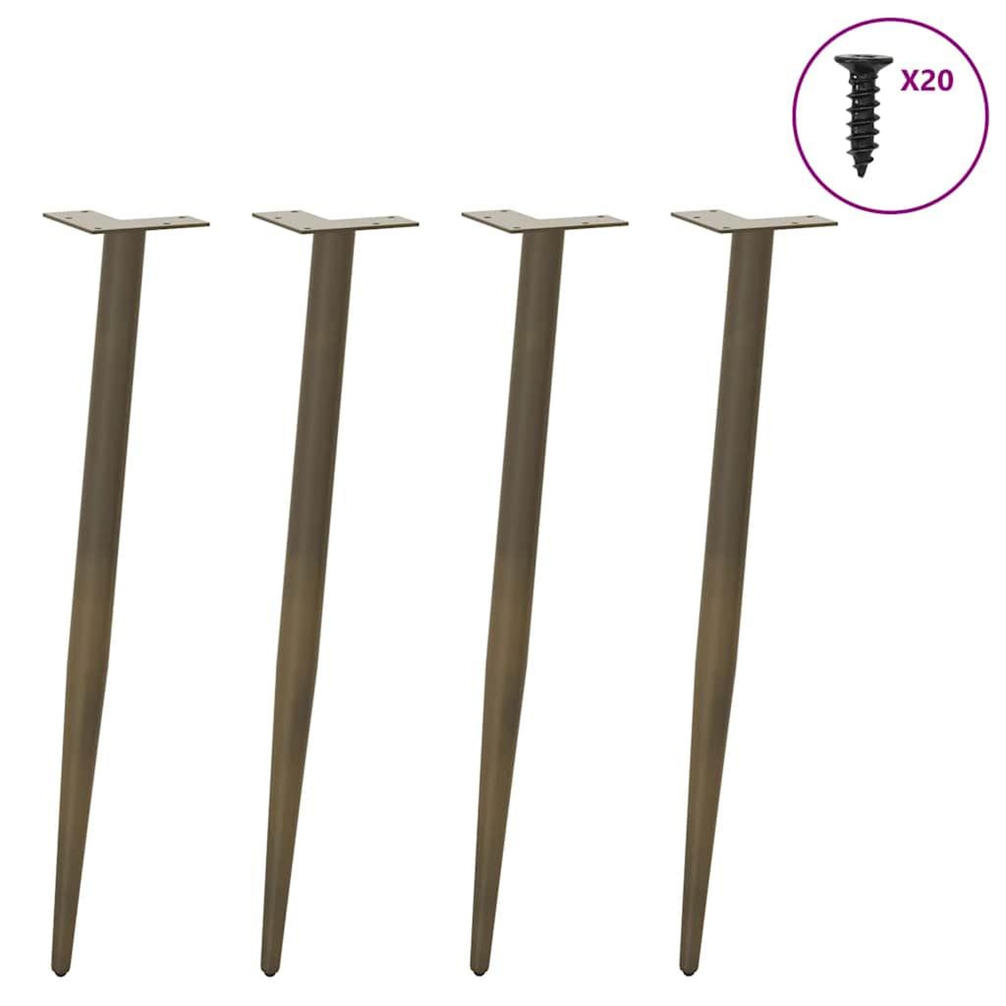 Voir la diapositive 3 : VIDAXL Pieds de table basse forme conique 4 pcs acier naturel 72-73 cm