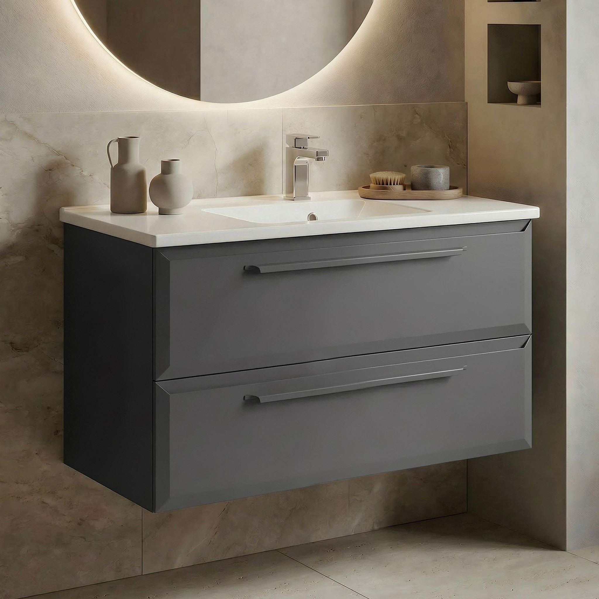 Voir la diapositive 2 : Habitat et Jardin Meuble Vasque  Nuvola 100 v2  - 100 x 50 x 62 cm - Anthracite