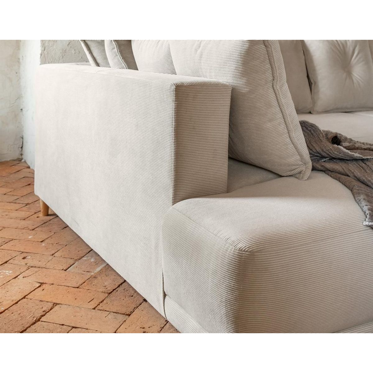 BEST MOBILIER Lena - canapé d'angle gauche 5 places - convertible avec coffre - en velours côtelé