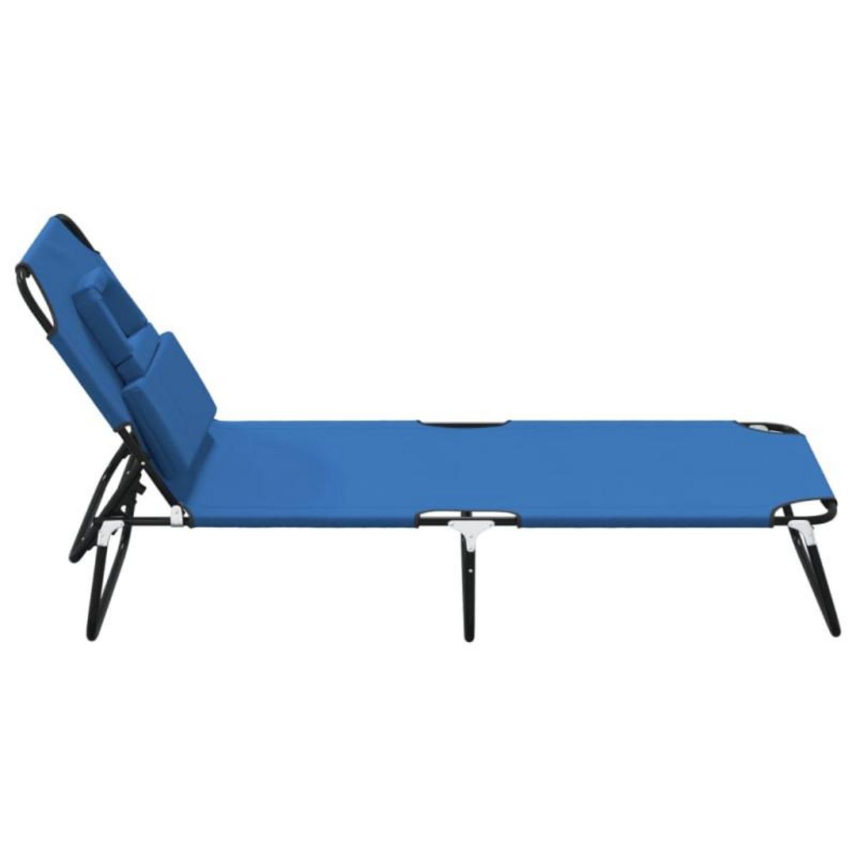 VIDAXL Chaise longue pliante bleu tissu oxford acier enduit de poudre