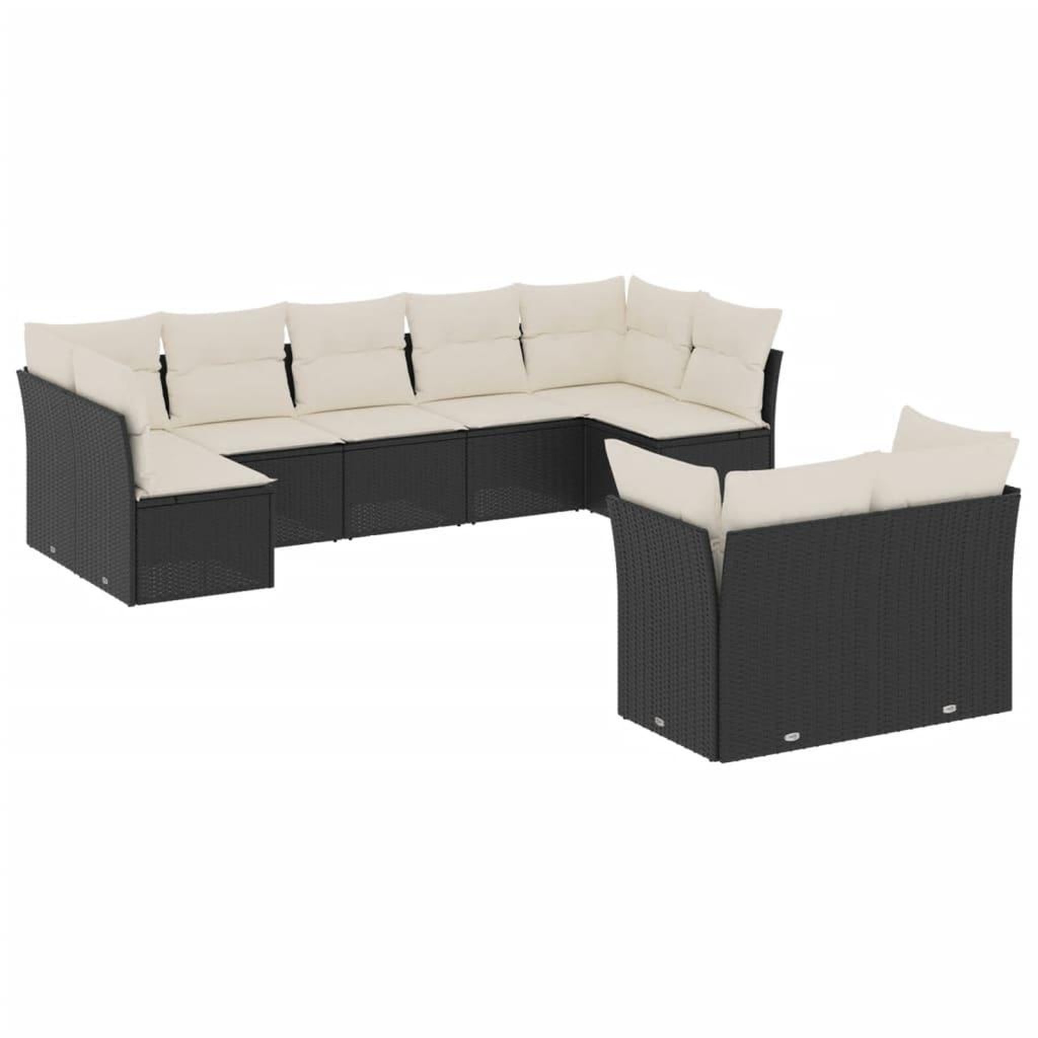 Voir la diapositive 2 : VIDAXL Salon de jardin 9 pcs avec coussins noir resine tressee