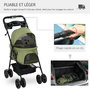 Voir la diapositive 4 : PAWHUT Poussette buggy pliable chien chat panier rangement porte-gobelets tissu 300D Oxford imperméable 4 roues vert