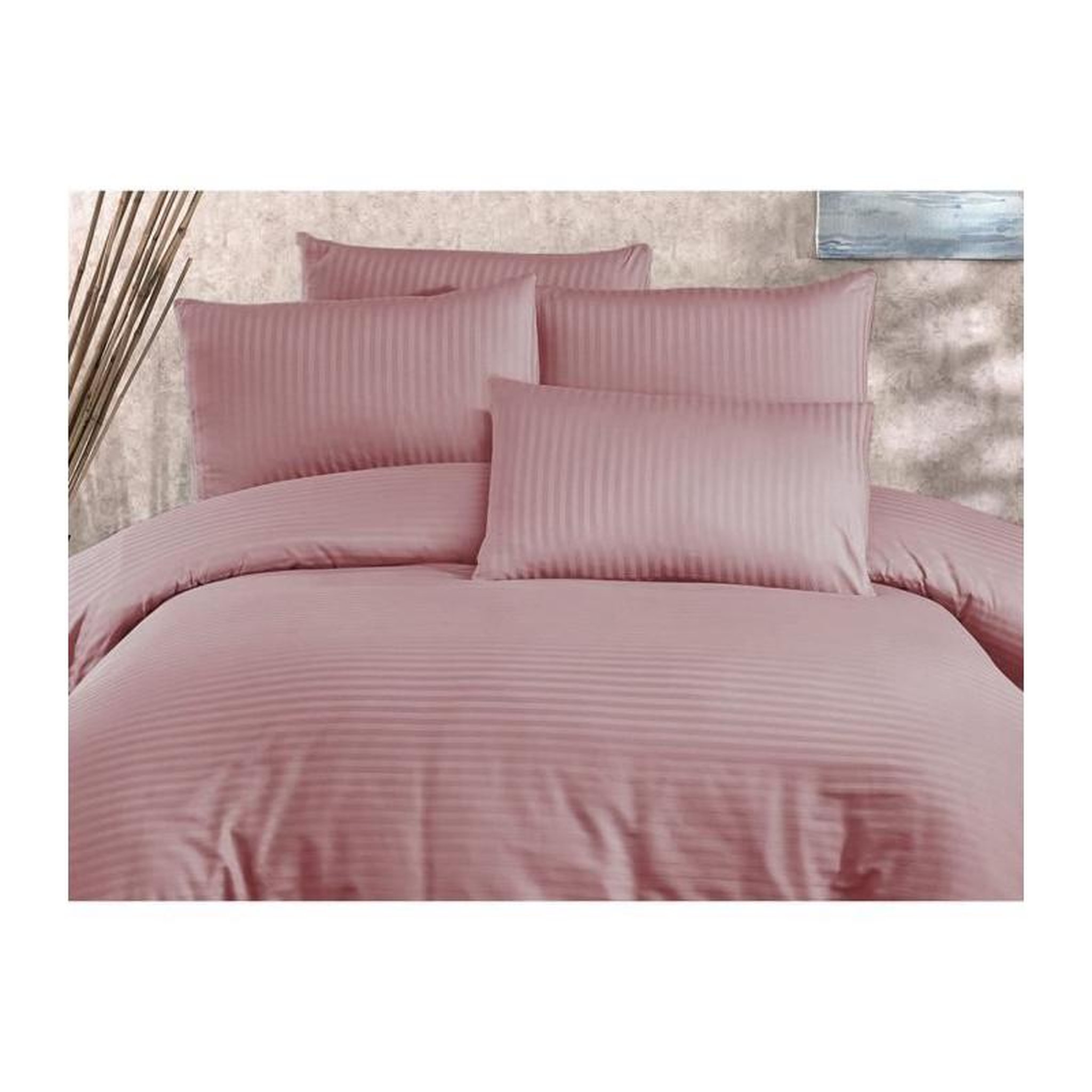 Voir la diapositive 4 : GENERIQUE Parure de lit - 1 housse de couette 220 x 240 cm + 2 taies d'oreiller 60 x 60 cm - 80% coton, 20% polyester - Poudre