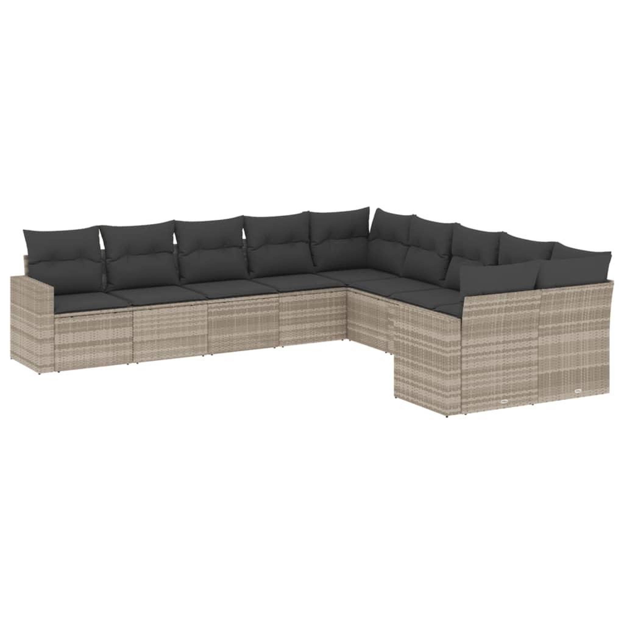 Voir la diapositive 2 : VIDAXL Salon de jardin avec coussins 10 pcs gris clair resine tressee