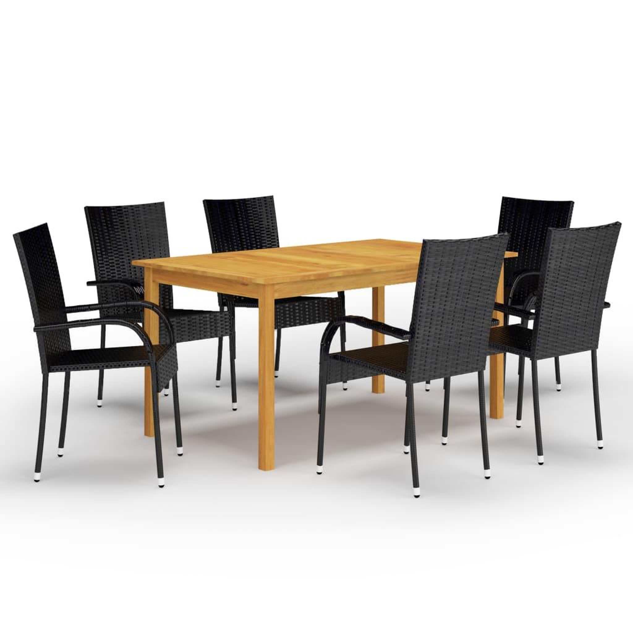 Voir la diapositive 1 : VIDAXL Ensemble a manger de jardin 7 pcs Noir