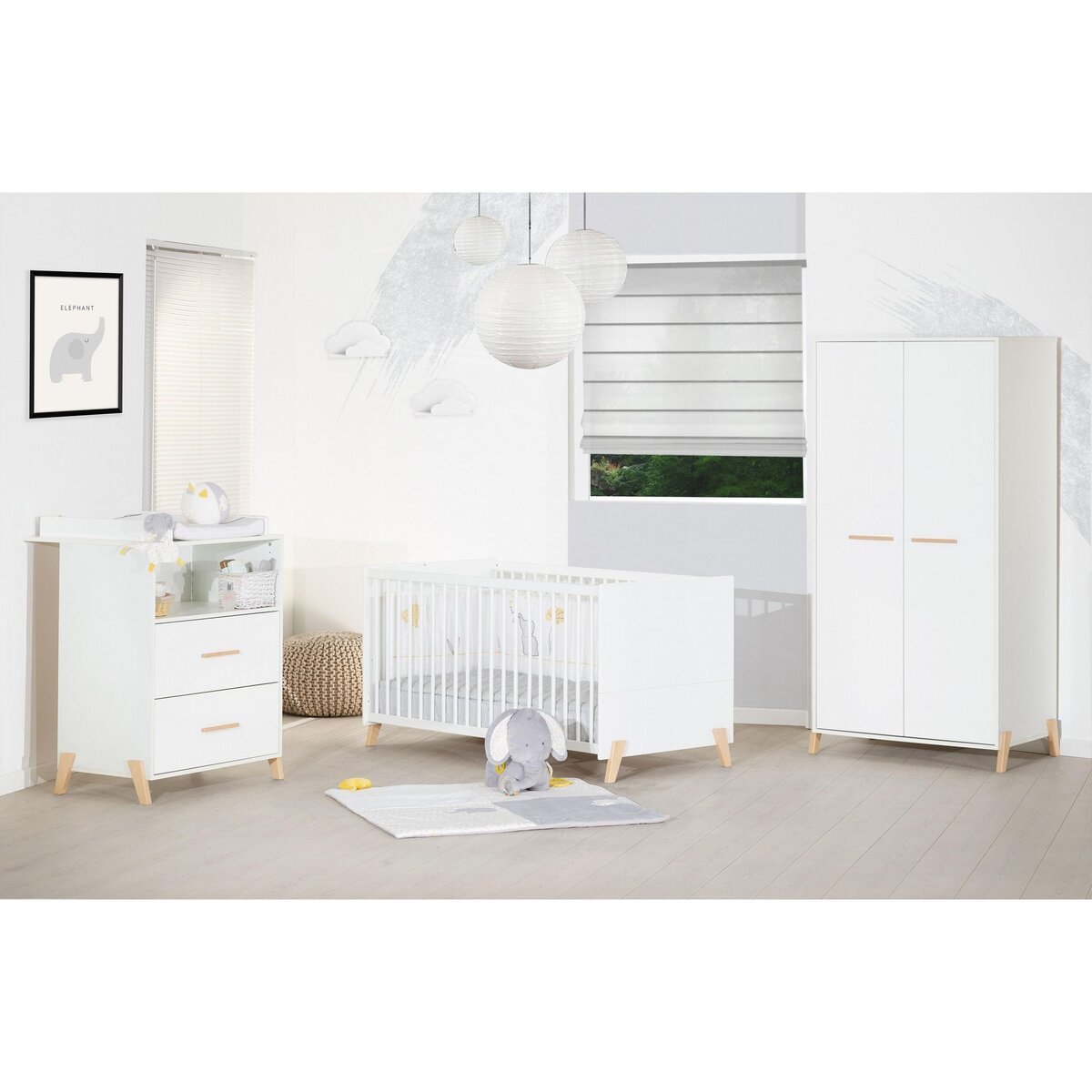 Chambre bébé complète évolutive JOY, coloris naturel