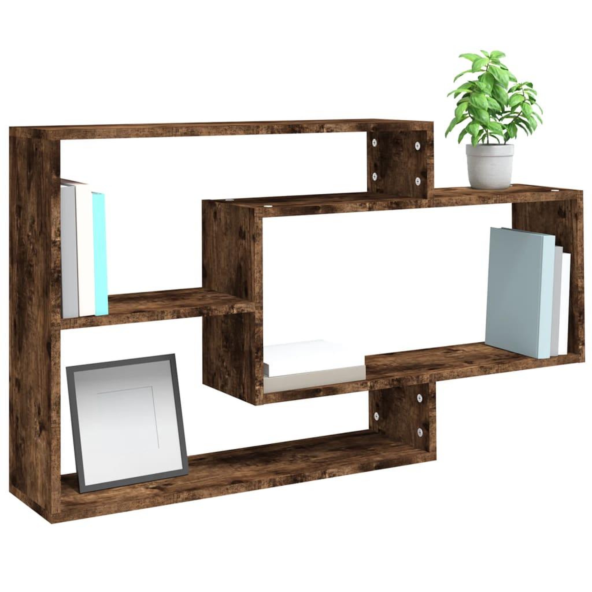 Voir la diapositive 5 : VIDAXL Etagere murale chene fume 104x20x58,5 cm bois d'ingenierie