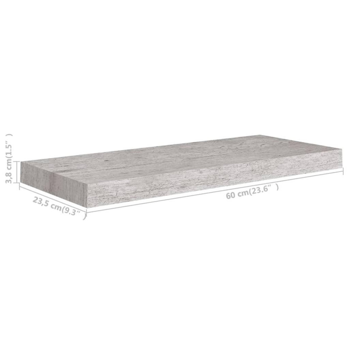 VIDAXL Etagere murale flottante gris beton 60x23,5x3,8 cm MDF