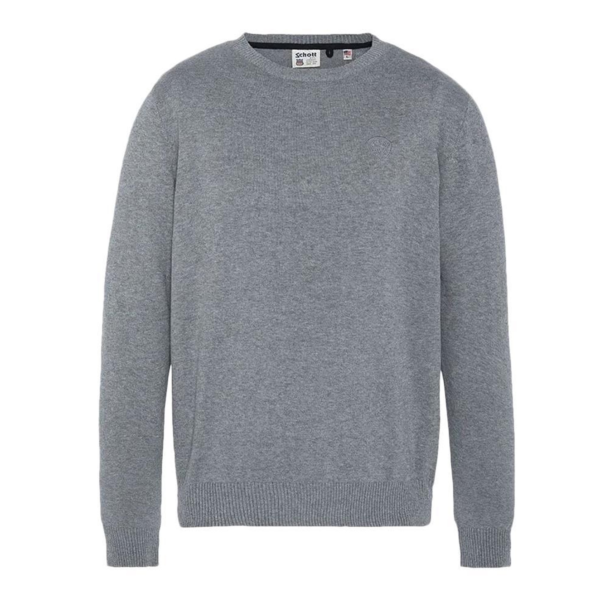 Schott Pull Gris Homme Schott Basic Fin Ras. Coloris disponibles : Gris