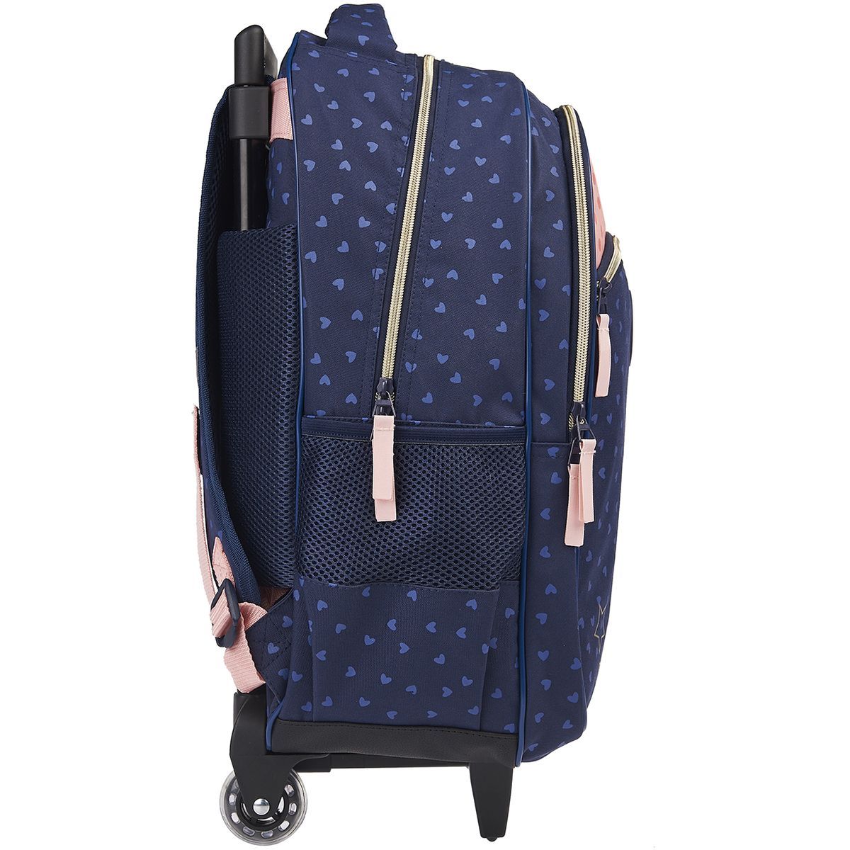 Milky Kiss Sac à dos à roulettes bleu et rose paillettes coeurs imprimé CHAT