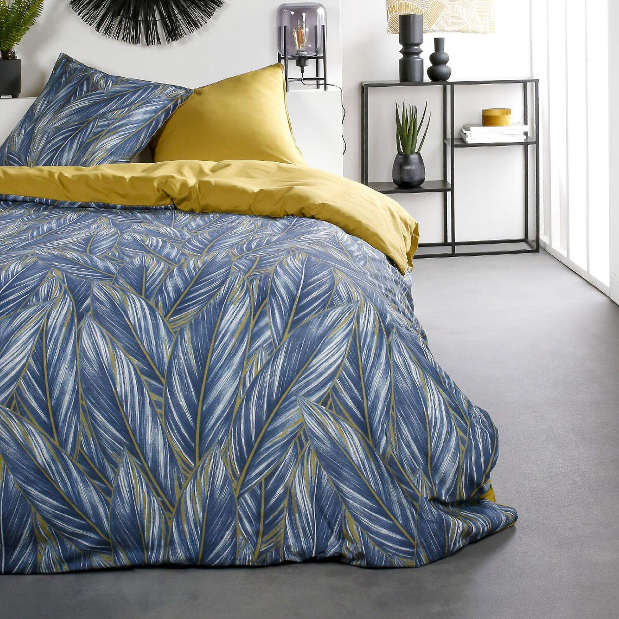 Home collection Parure housse de couette révers. 100% coton 57fils sunshine. Coloris disponibles : Bleu