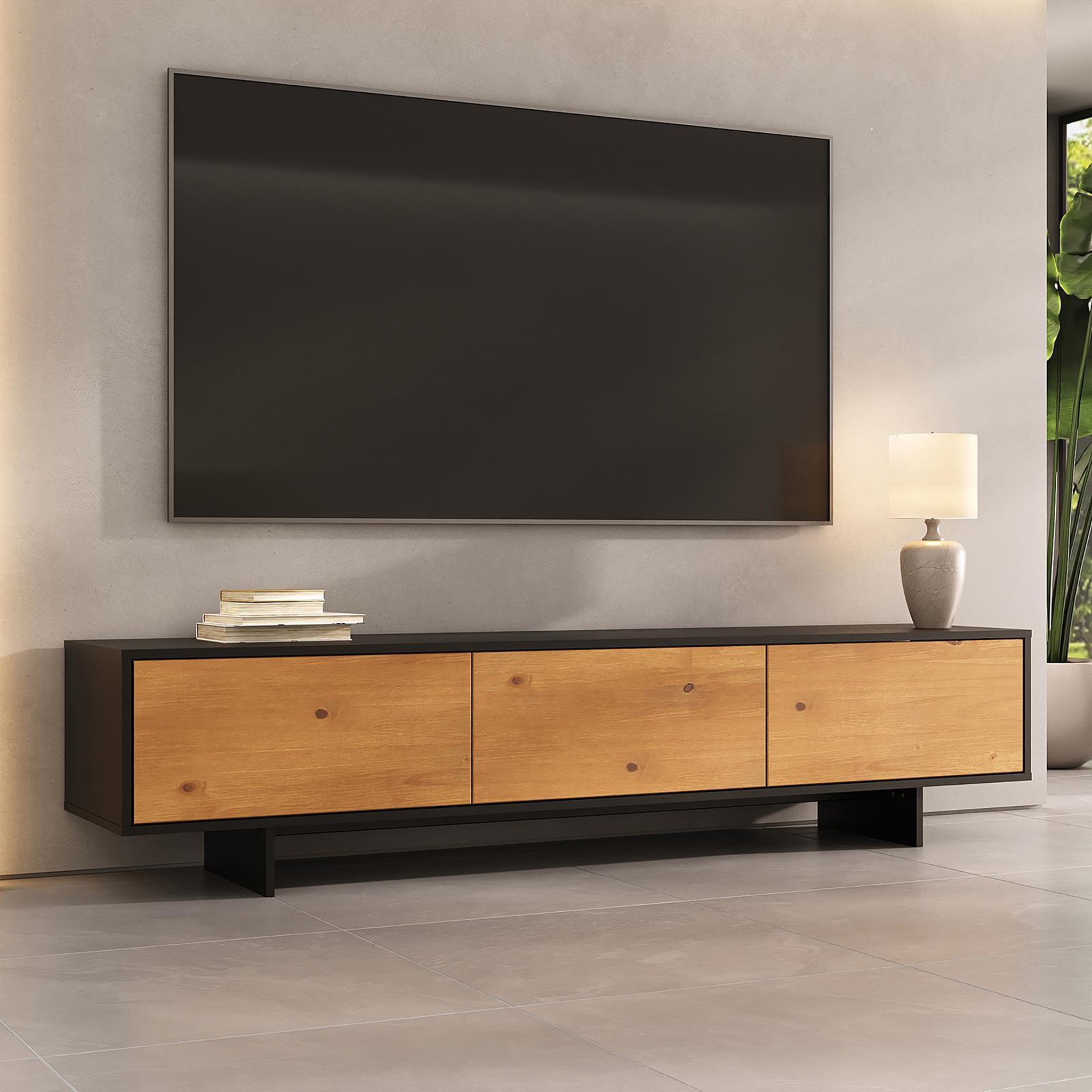 Voir la diapositive 3 : IDIMEX Meuble tv arto l 184 cm 3 portes en bois