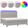 Voir la diapositive 2 : VIDAXL Sommier a lattes de lit et matelas et LED Gris clair 200x200 cm