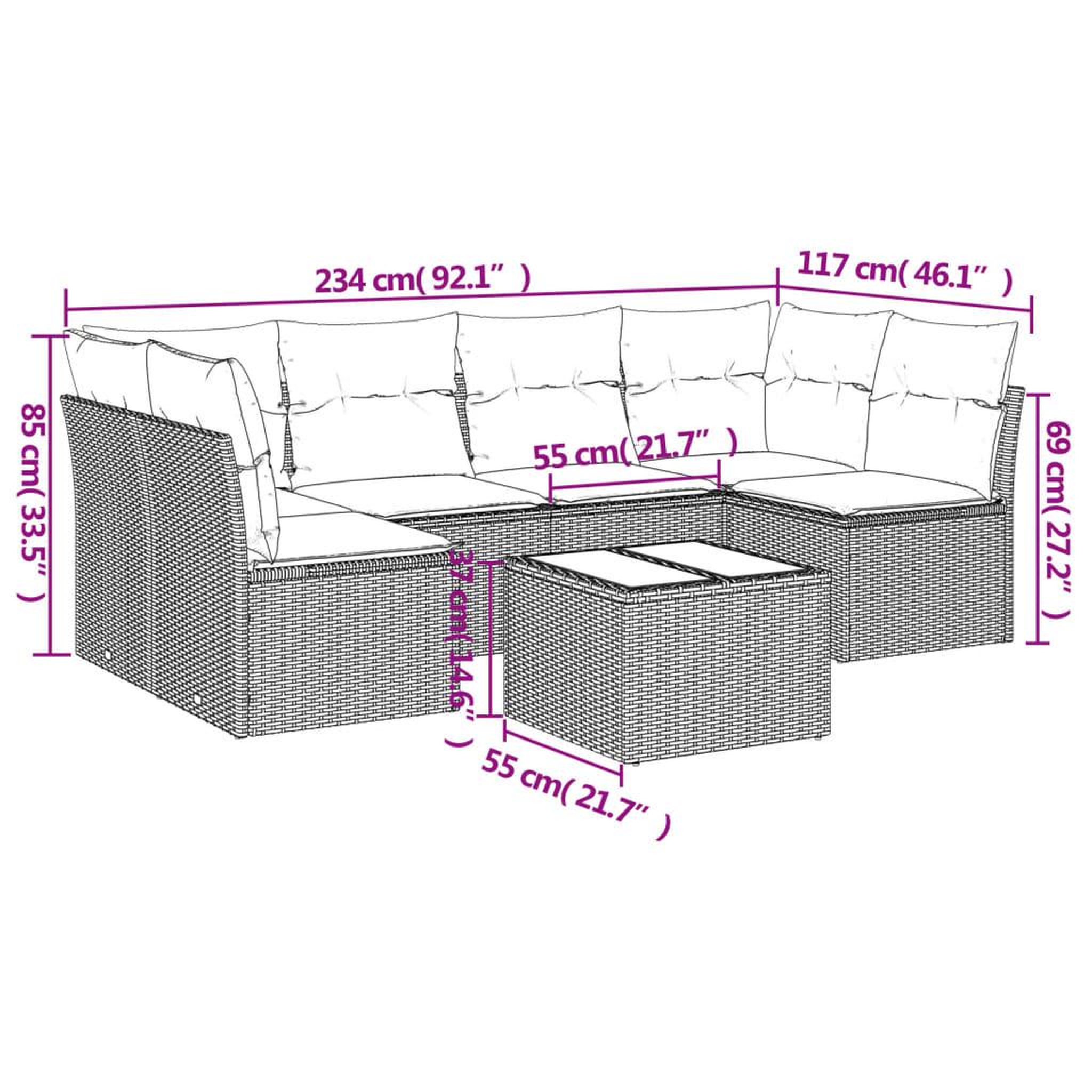 Voir la diapositive 3 : VIDAXL Salon de jardin 7 pcs avec coussins noir resine tressee